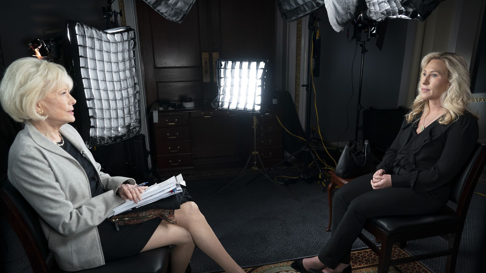 Lesley Stahl interviews Rep. Marjorie Taylor Greene for "60 Minutes."