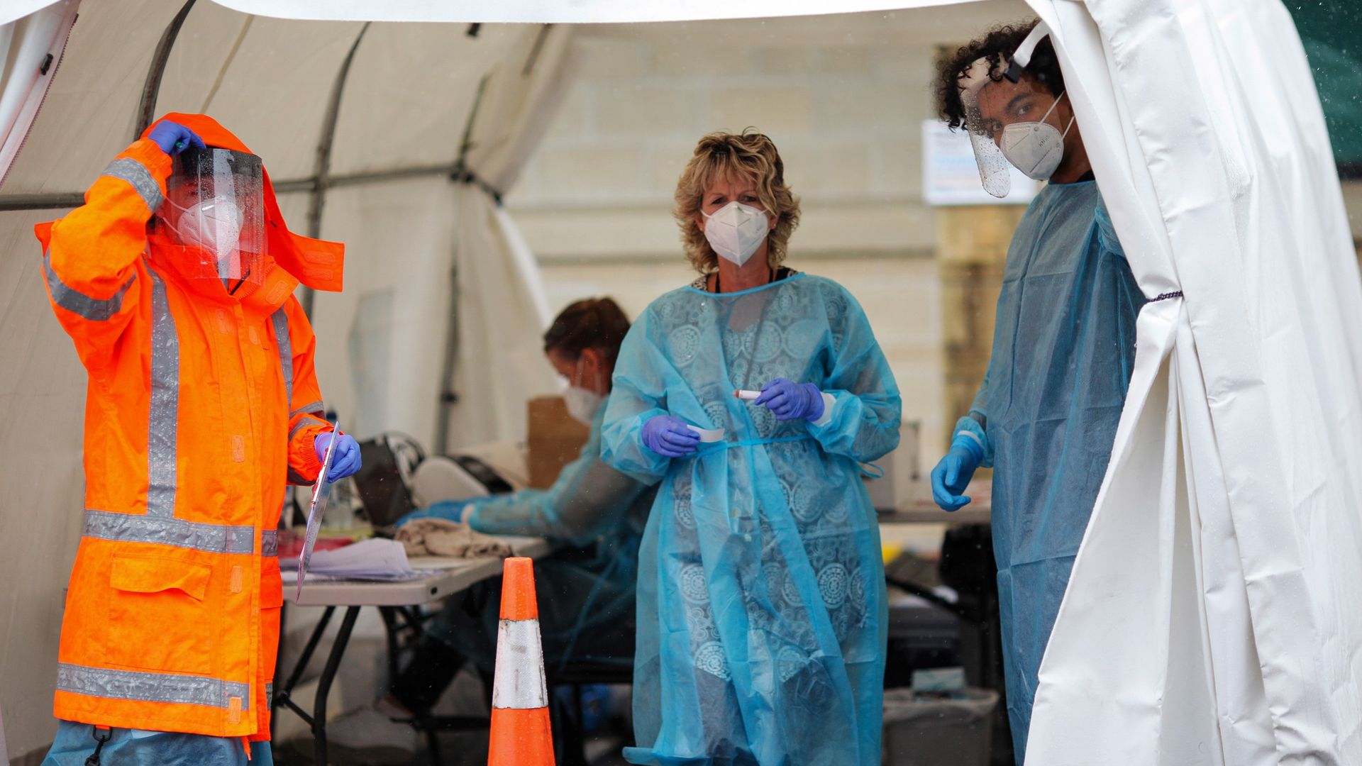 A coronavirus testing site in Auckland, New Zealand, on Feb. 15.
