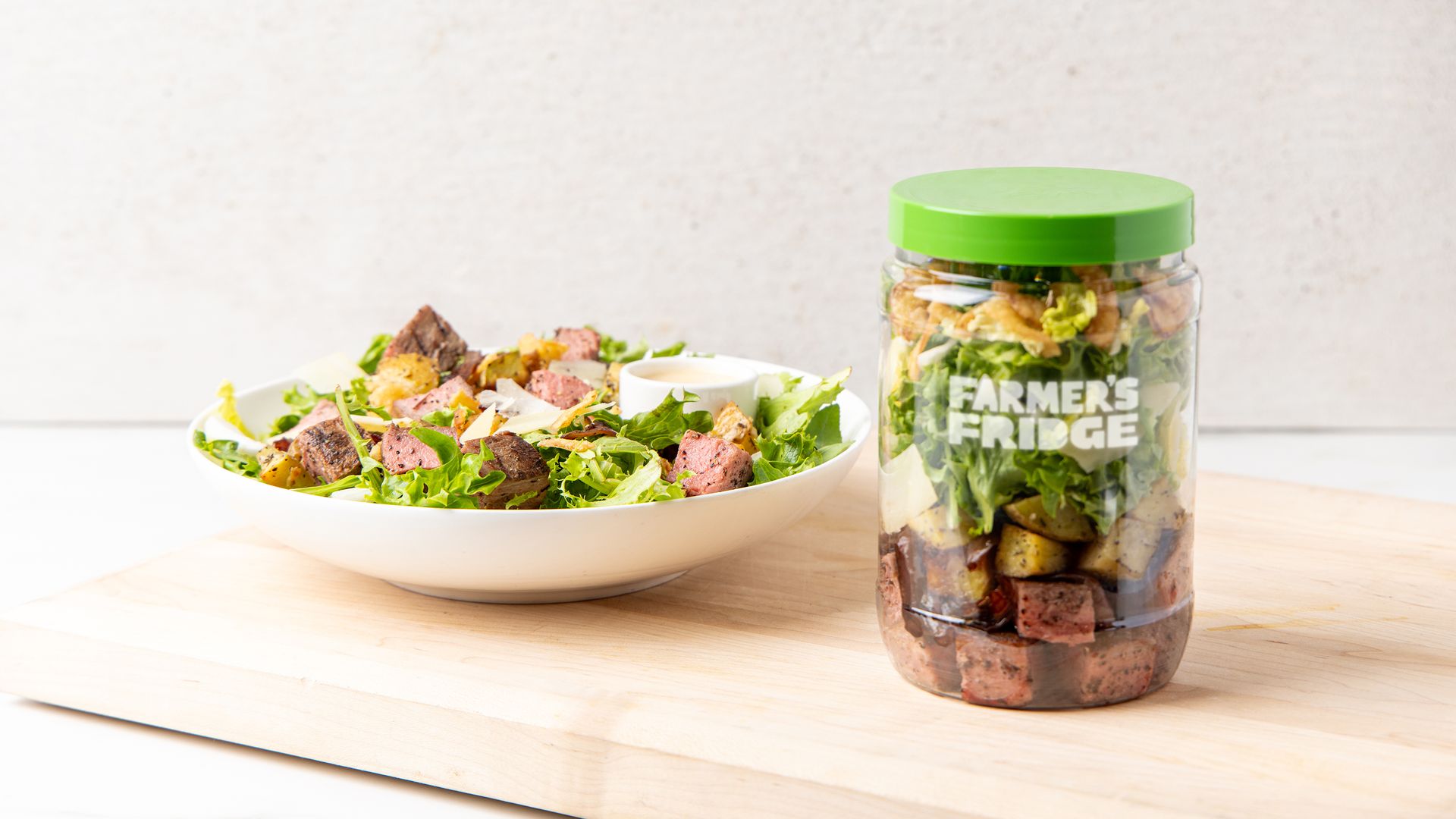 salad and a jar