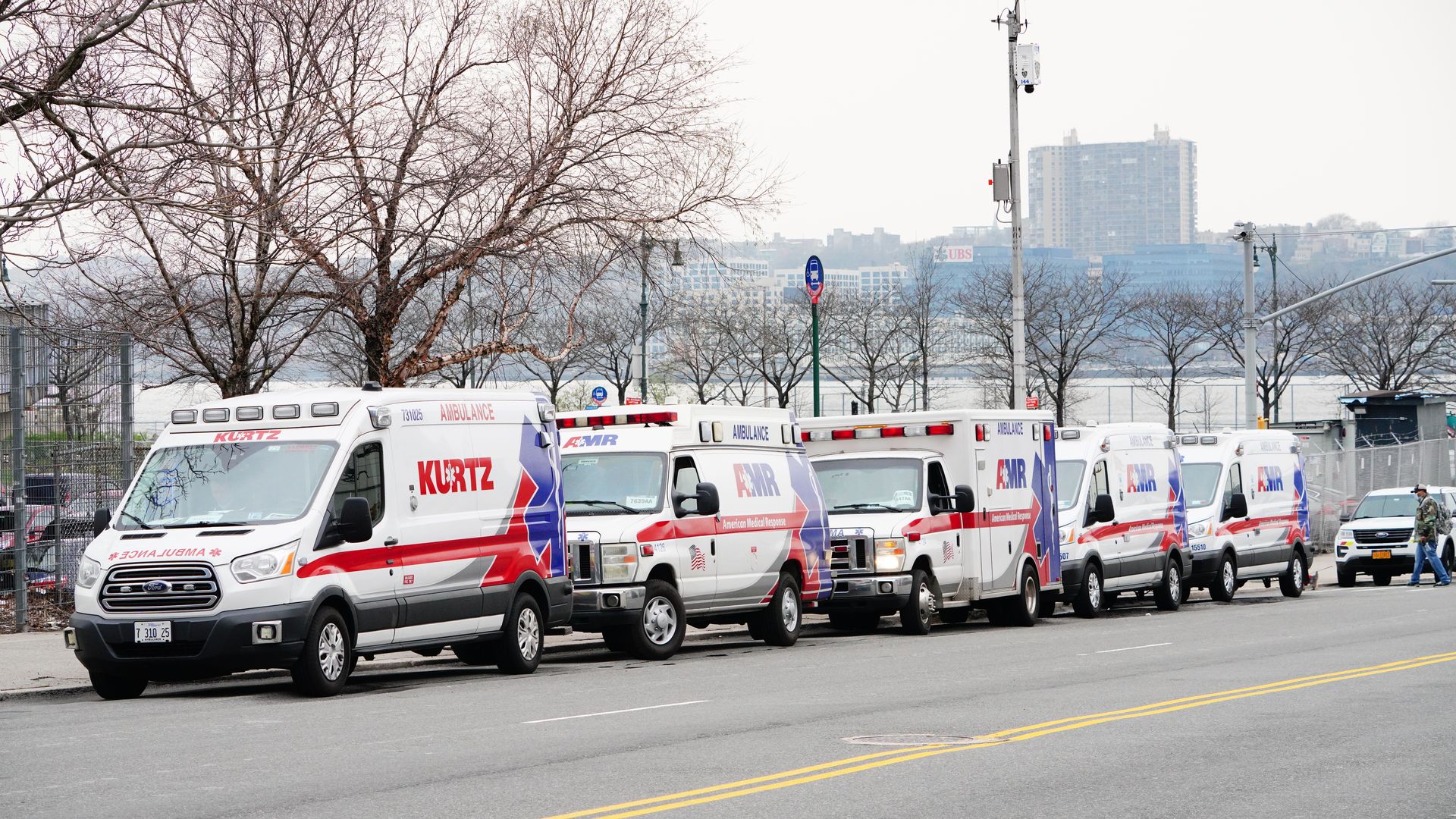 Ambulances lined up
