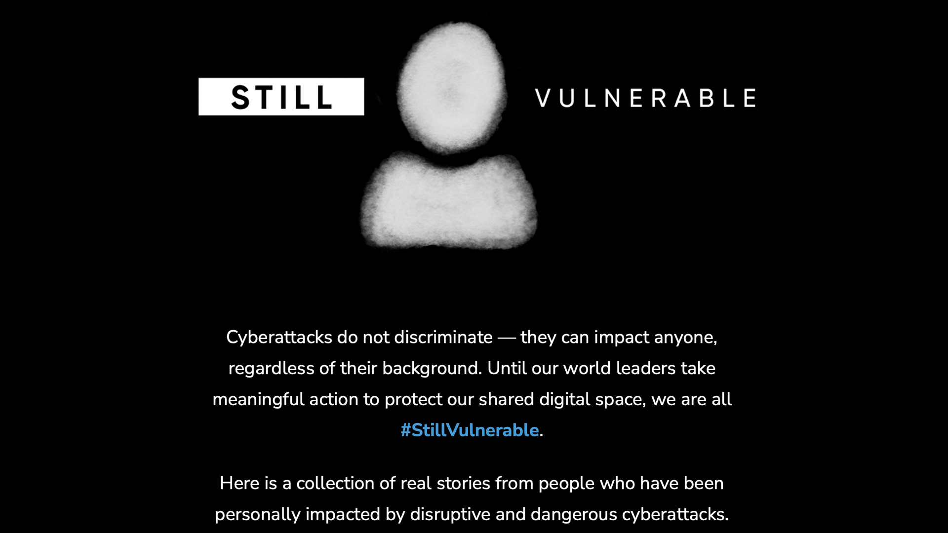A screenshot of the Still Vulnerable campaign website