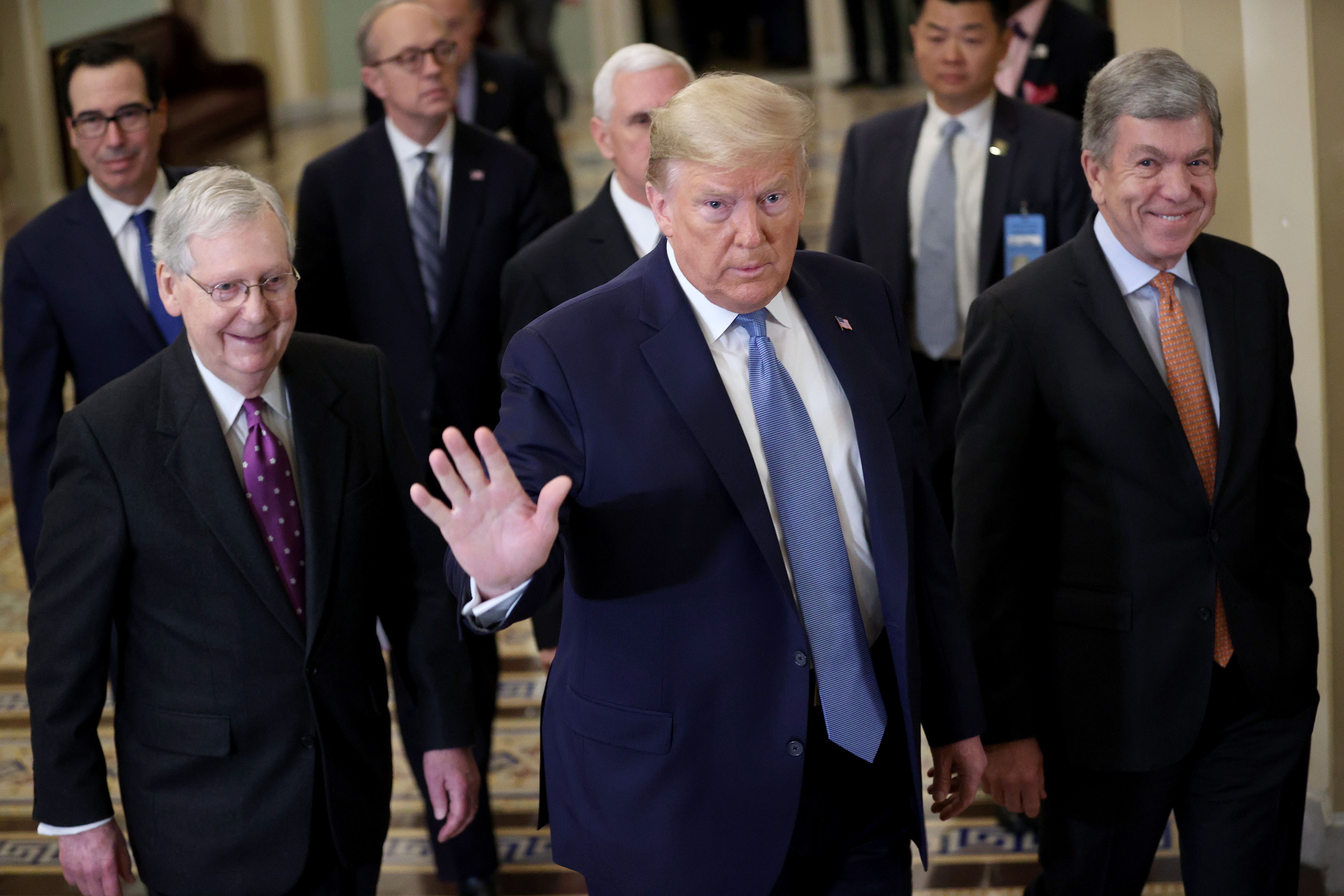 Trump leaves Senate coronavirus meeting without economic relief plan