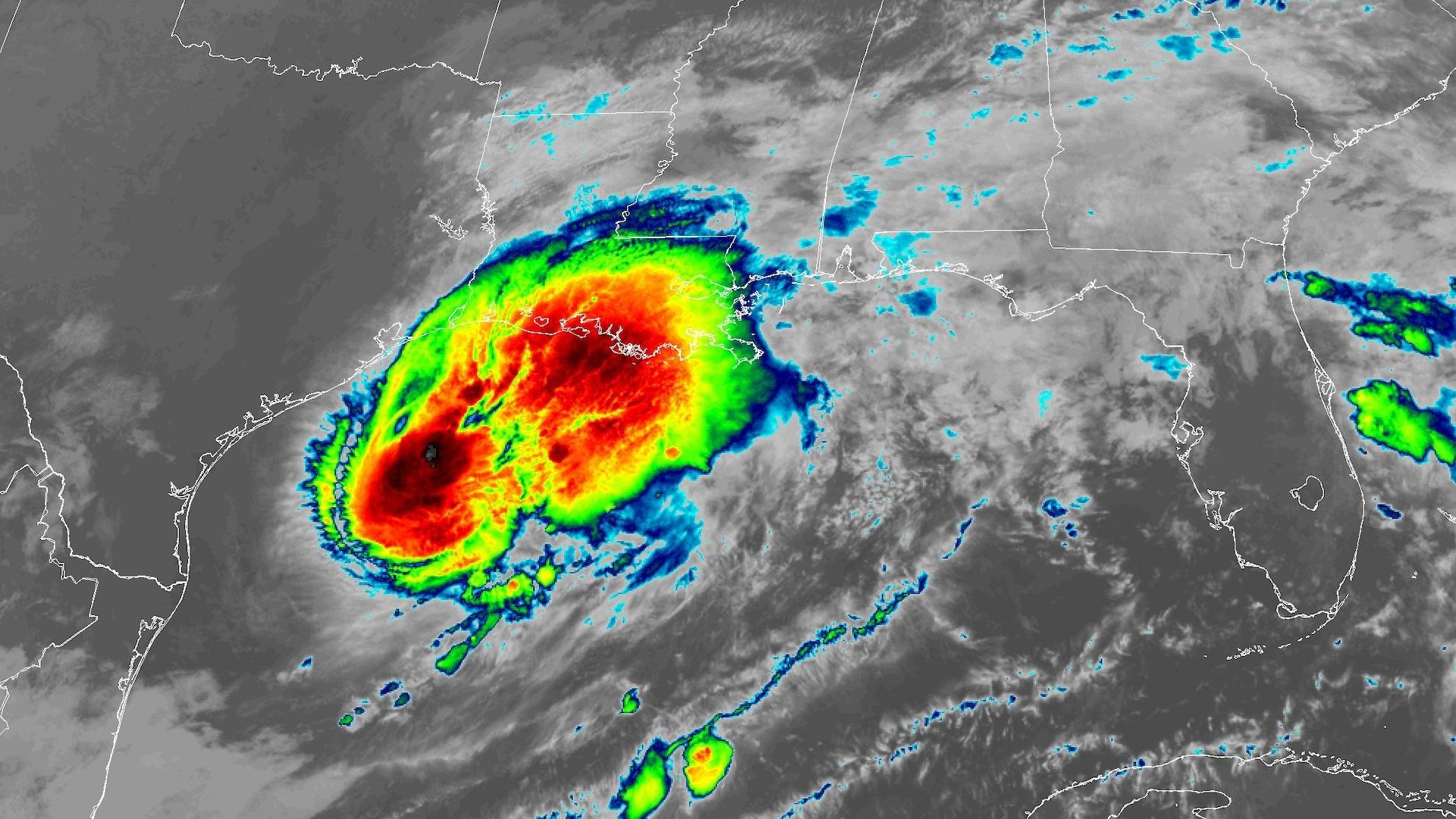 Satellite image of Hurricane Francine nearing the Louisiana coastline on Sept. 11. 