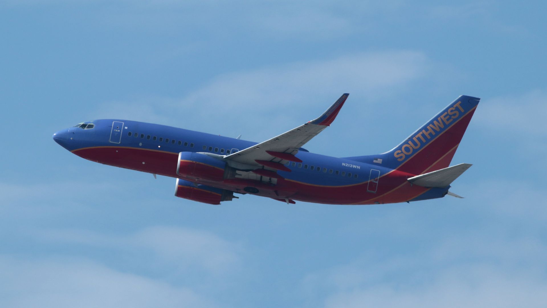 Southwest plane in the air. 