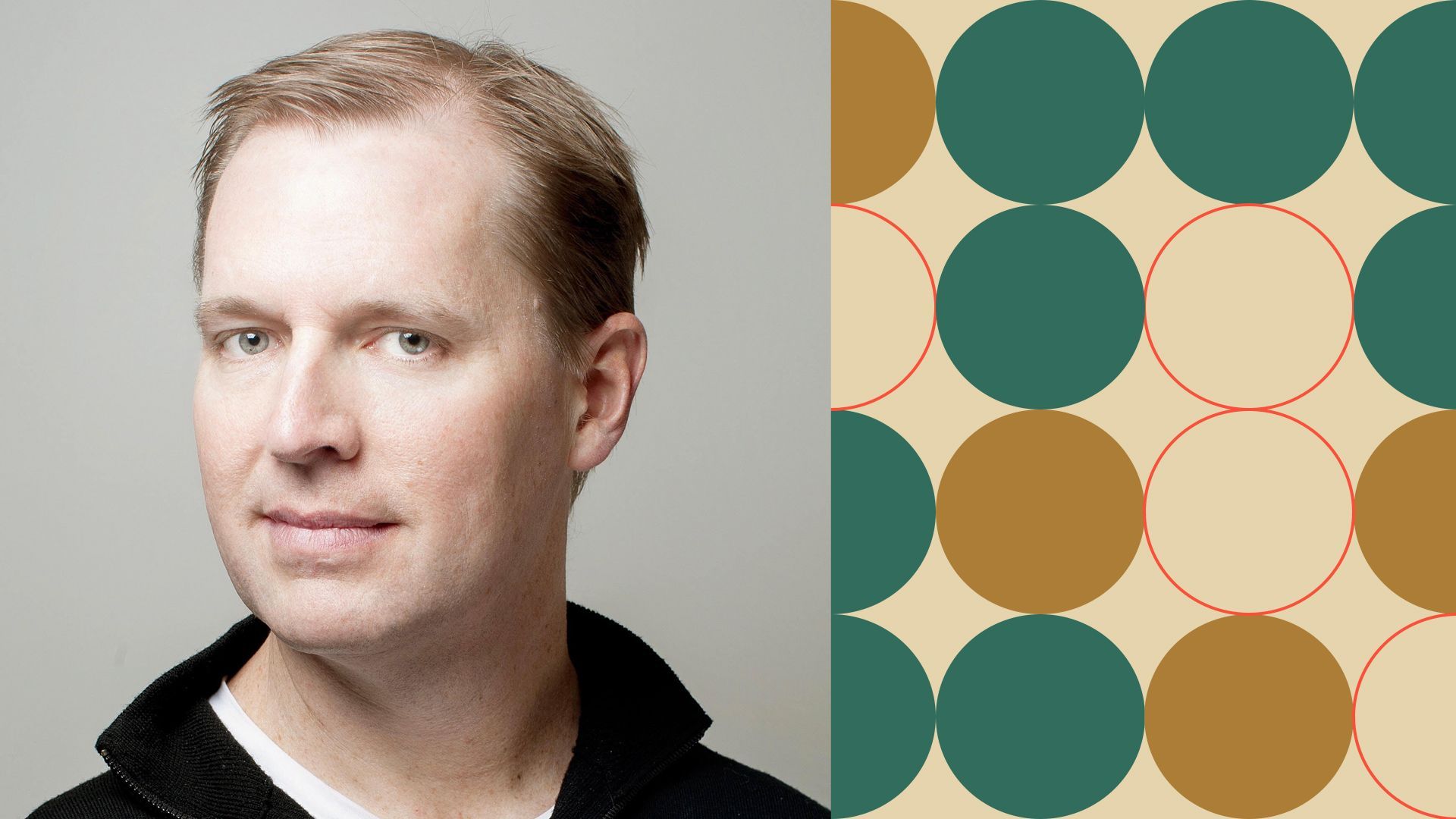 Photo illustration of Brock Weatherup surrounded by abstract shapes.