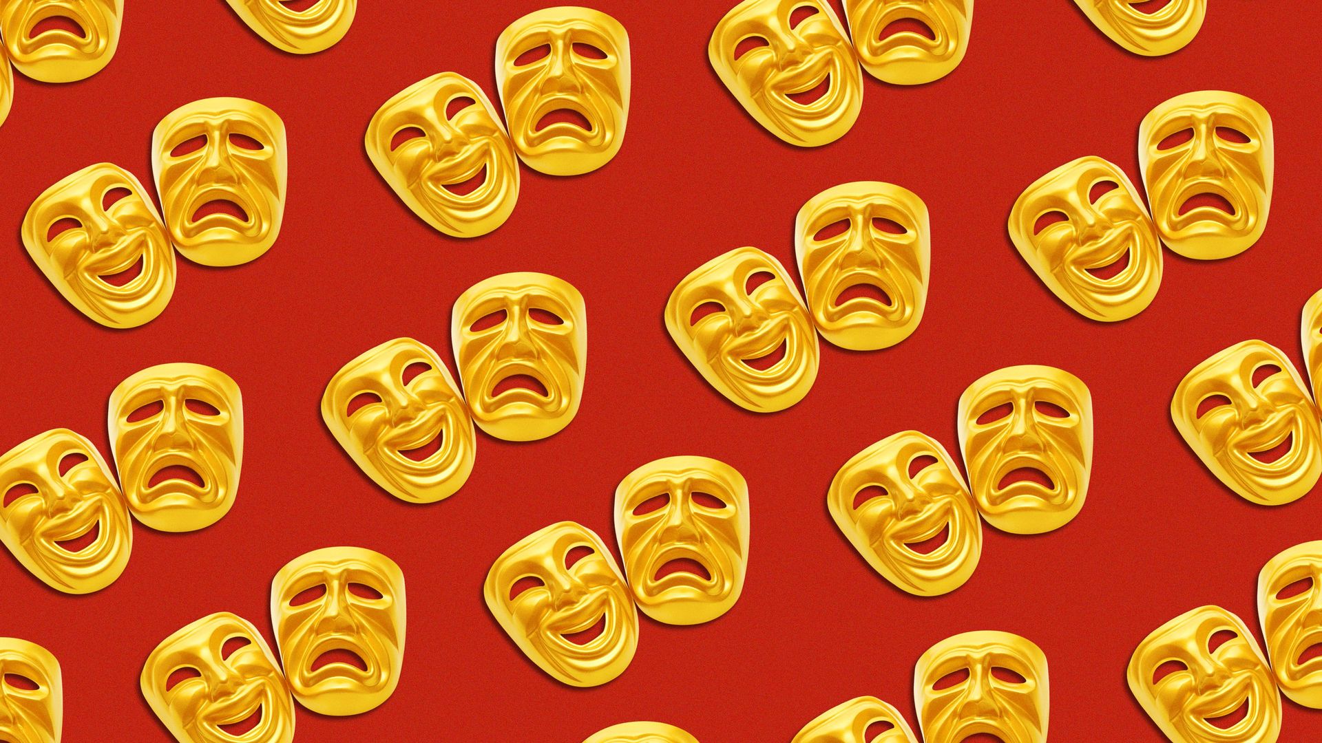 Illustration of a pattern of theater masks.