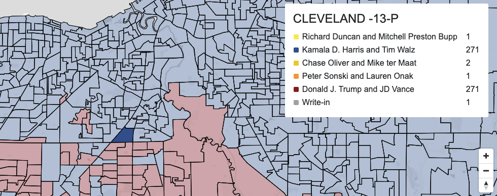 Zoom in on Cleveland's precinct 13p