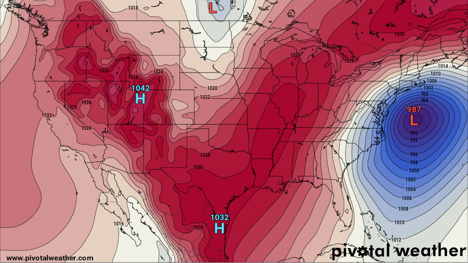 Computer model projection of surface pressure on Saturday, Jan. 29, 2022.