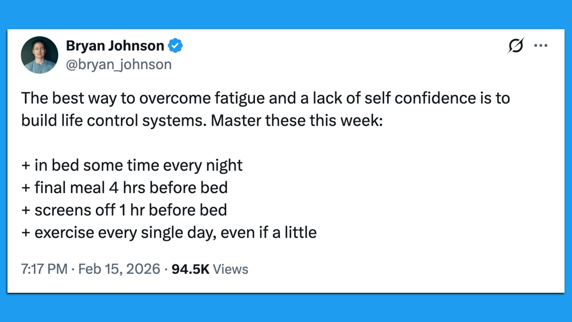 Screenshot: <a href='https://x.com/bryan_johnson/status/2023189834345435573'>@bryan_johnson</a>/X