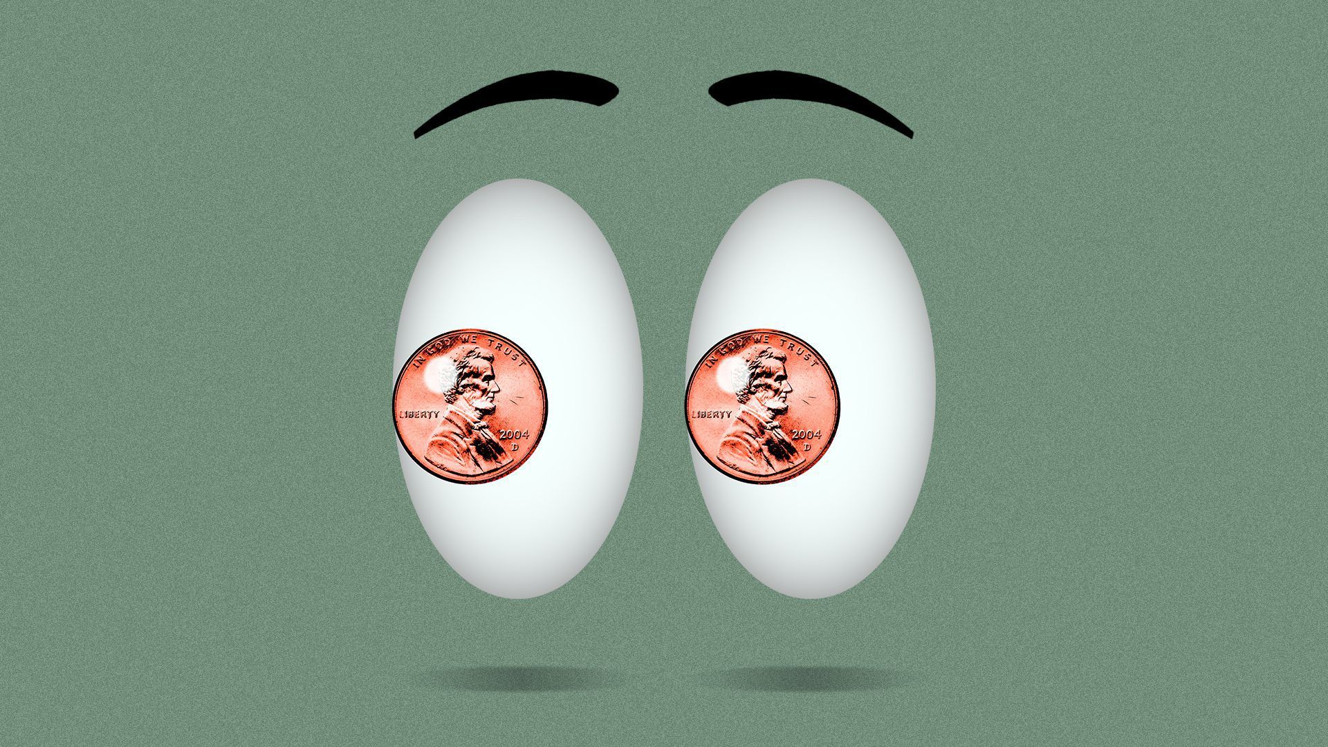 Illustration of a pair of eyes with pennies as the iris/pupil
