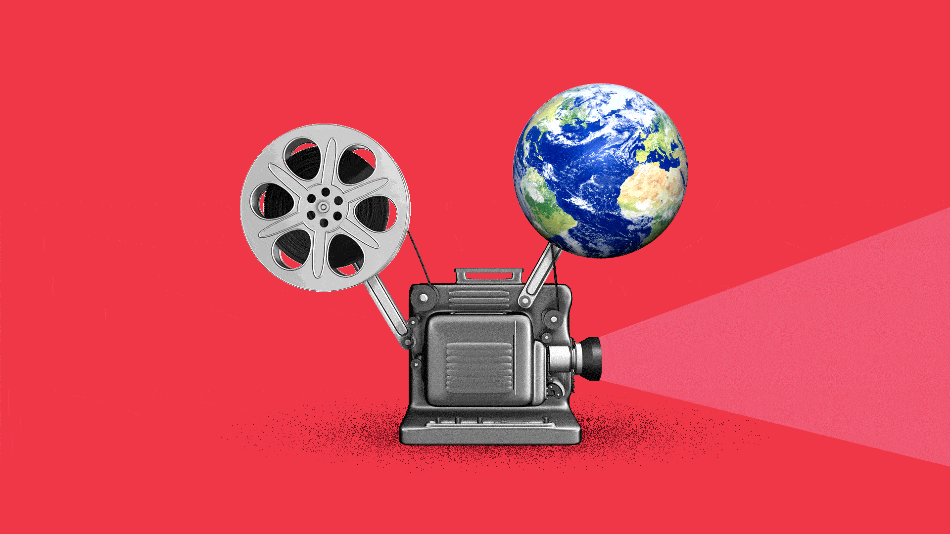 Gif of the world on a movie reel.