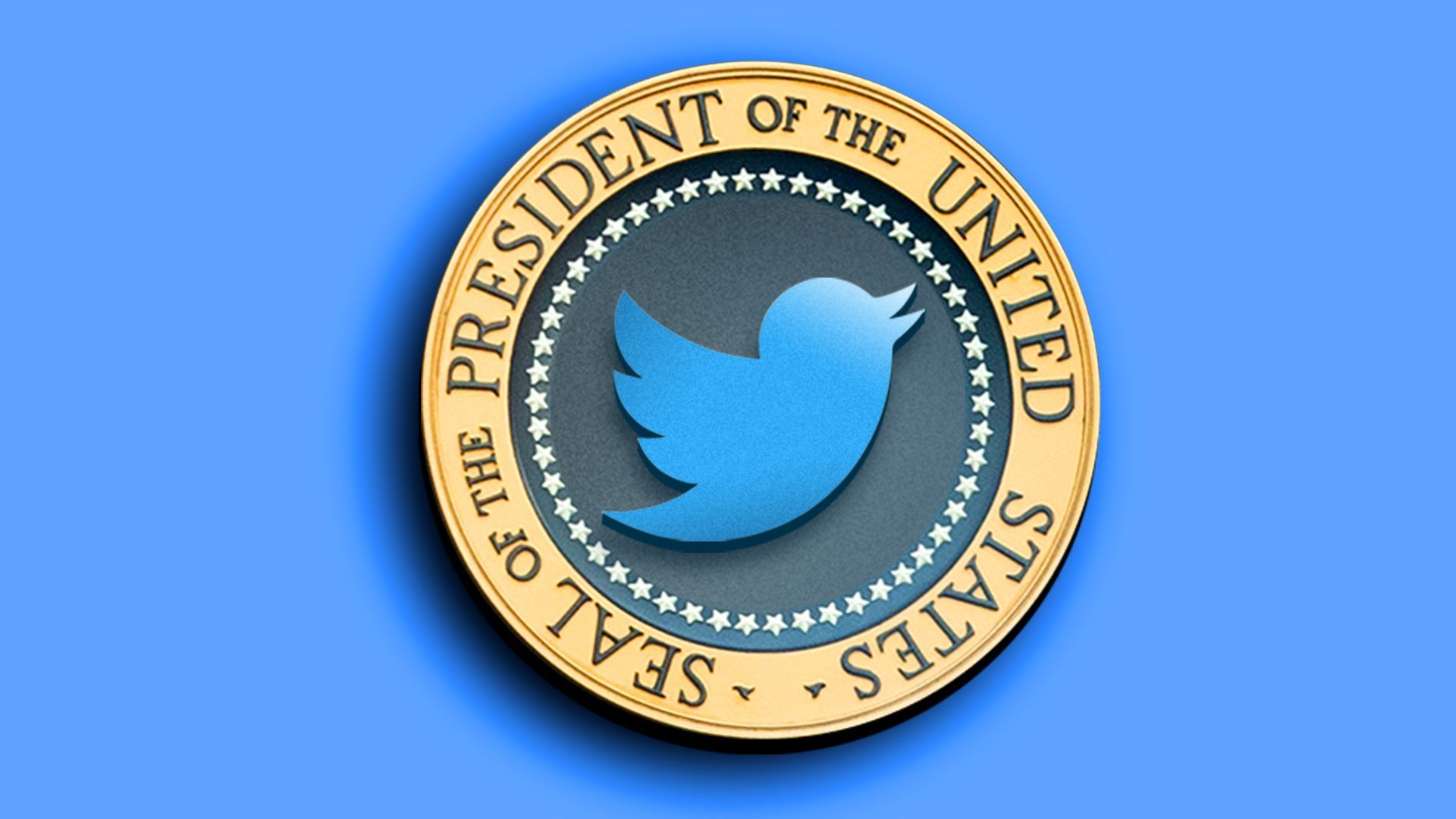 Illustration of the presidential seal with the Twitter logo in center