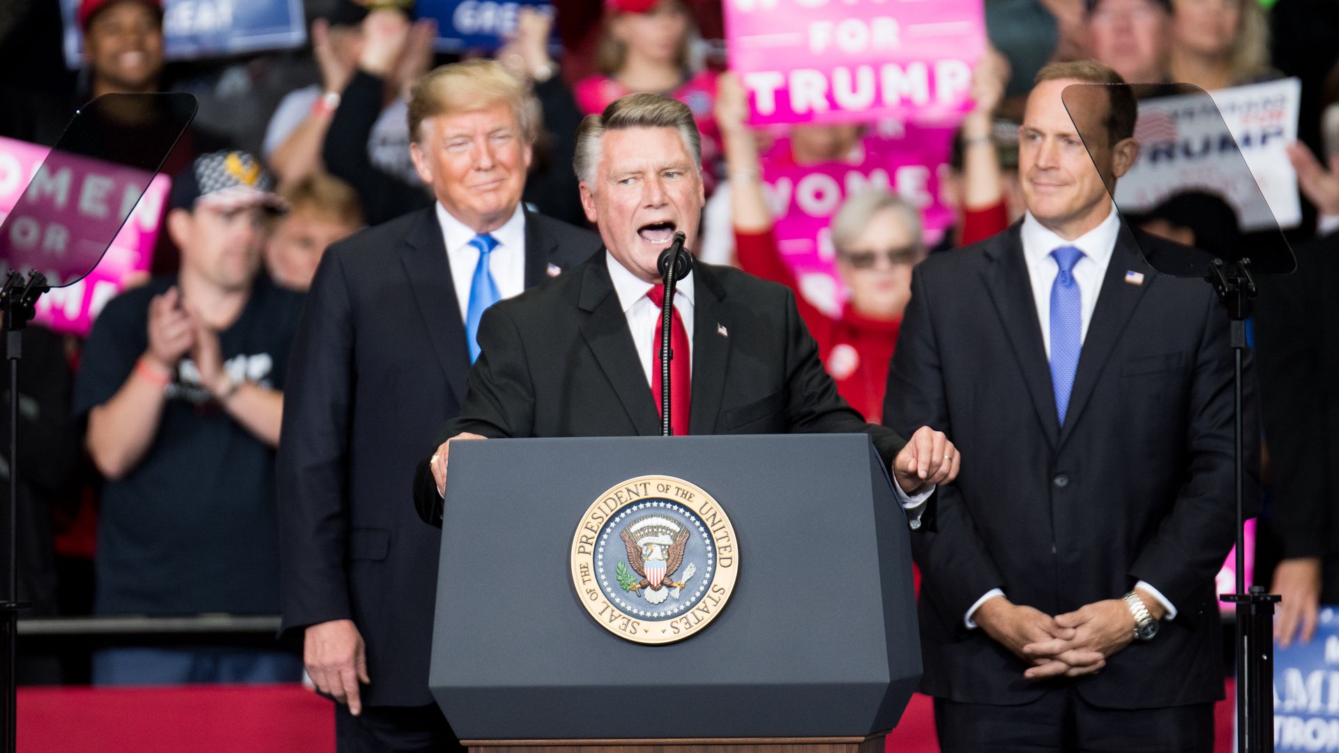 North Carolina’s 9th district Republican candidate at a campaign rally last year.