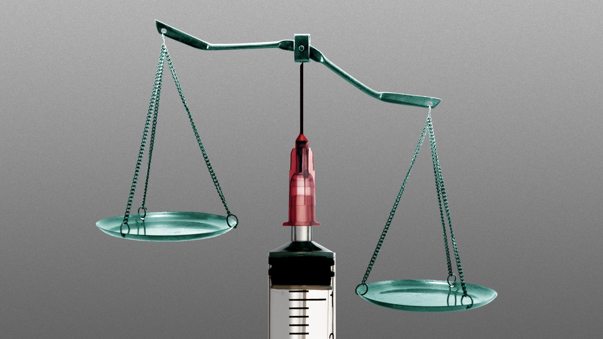 Illustration of a scale on top of a syringe