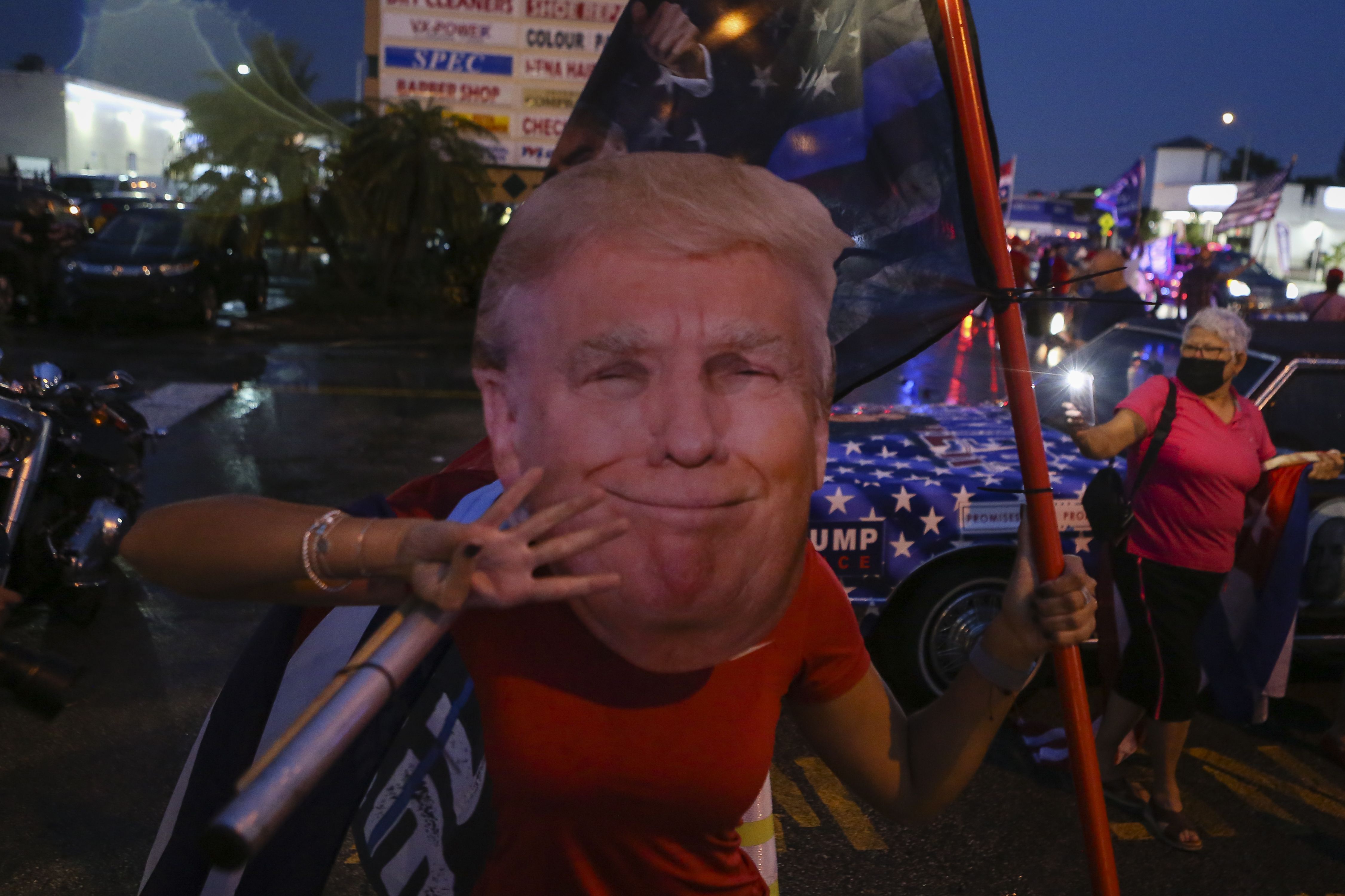 Supporters of the Republican party gather to support U.S. President Donald Trump in Miami, Florida, United States on November 7