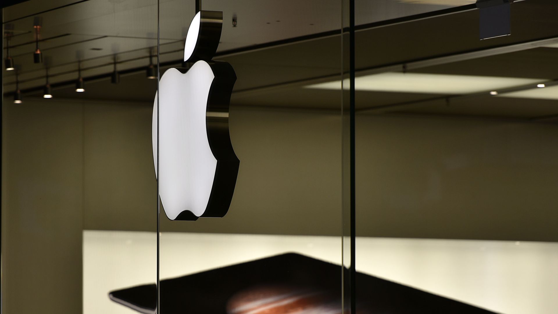 The Apple logo is pictured at the Apple store in Oberhausen, Germany.