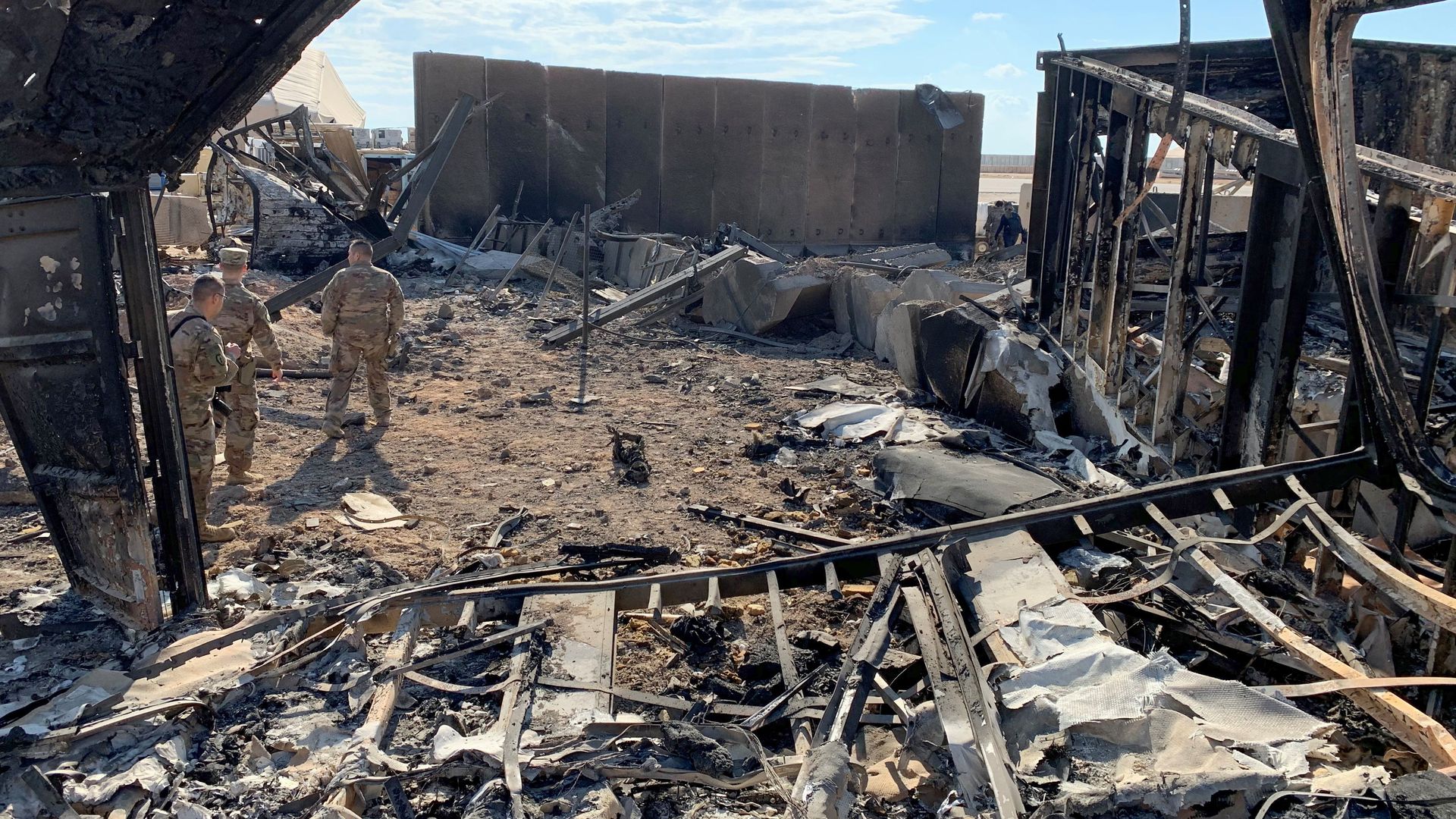 Damage at Ain al-Asad military airbase housing US and other foreign troops in the western Iraqi province of Anbar.
