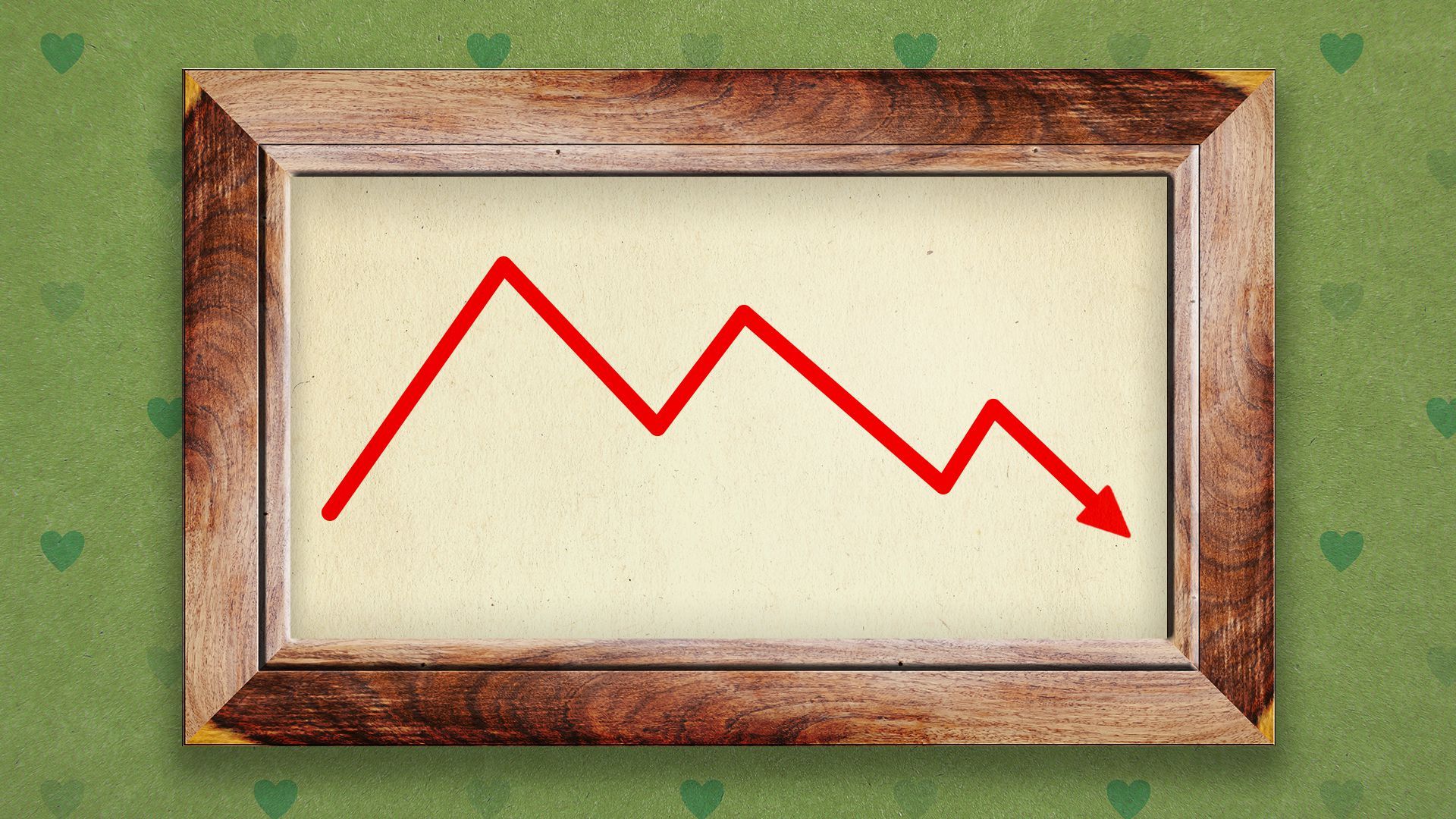 Illustration of a framed downward trending stock line 