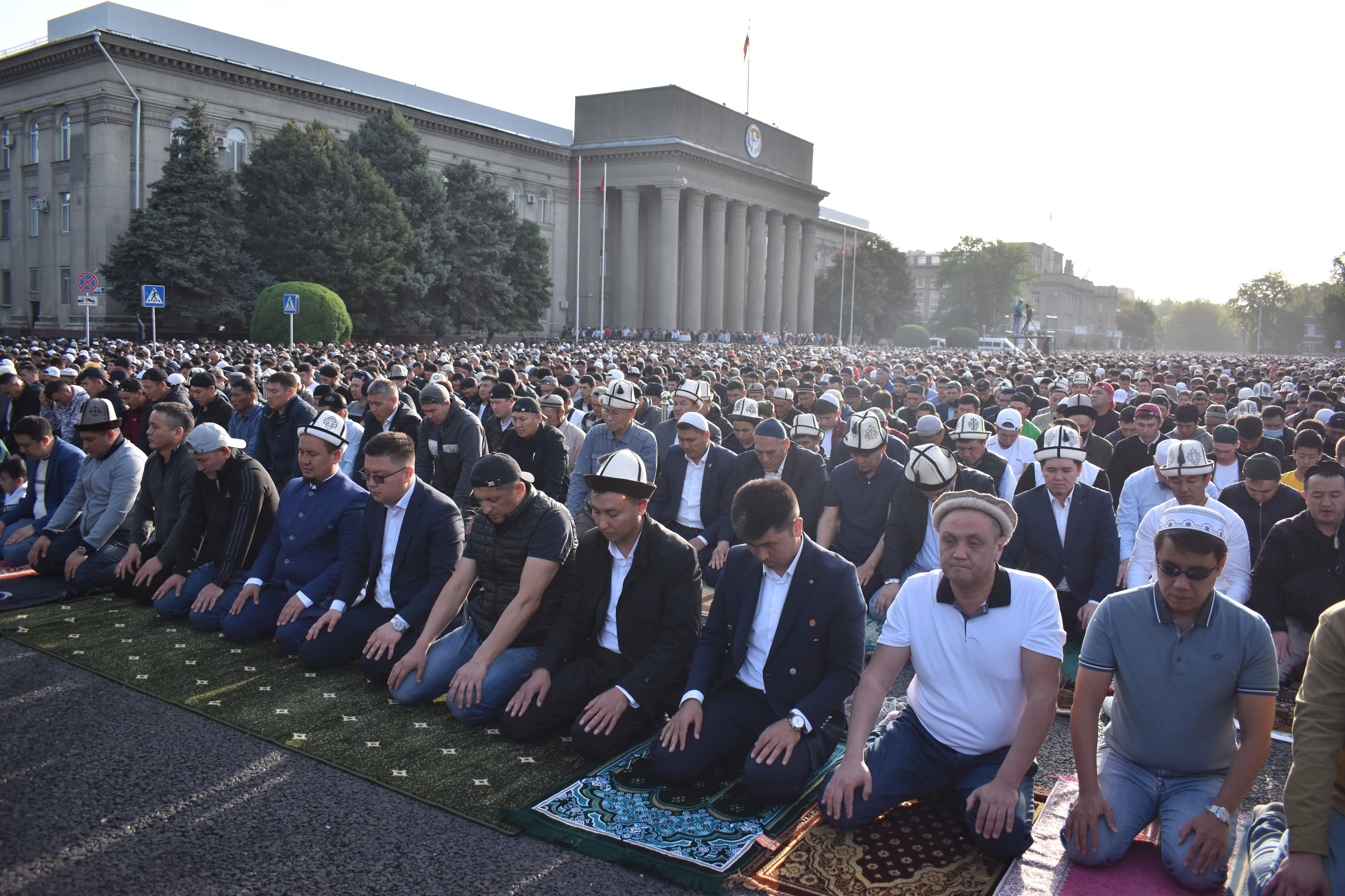 Muslims perform the Eid al-Fitr prayer in Bishkek, Kyrgyzstan, on May 2.