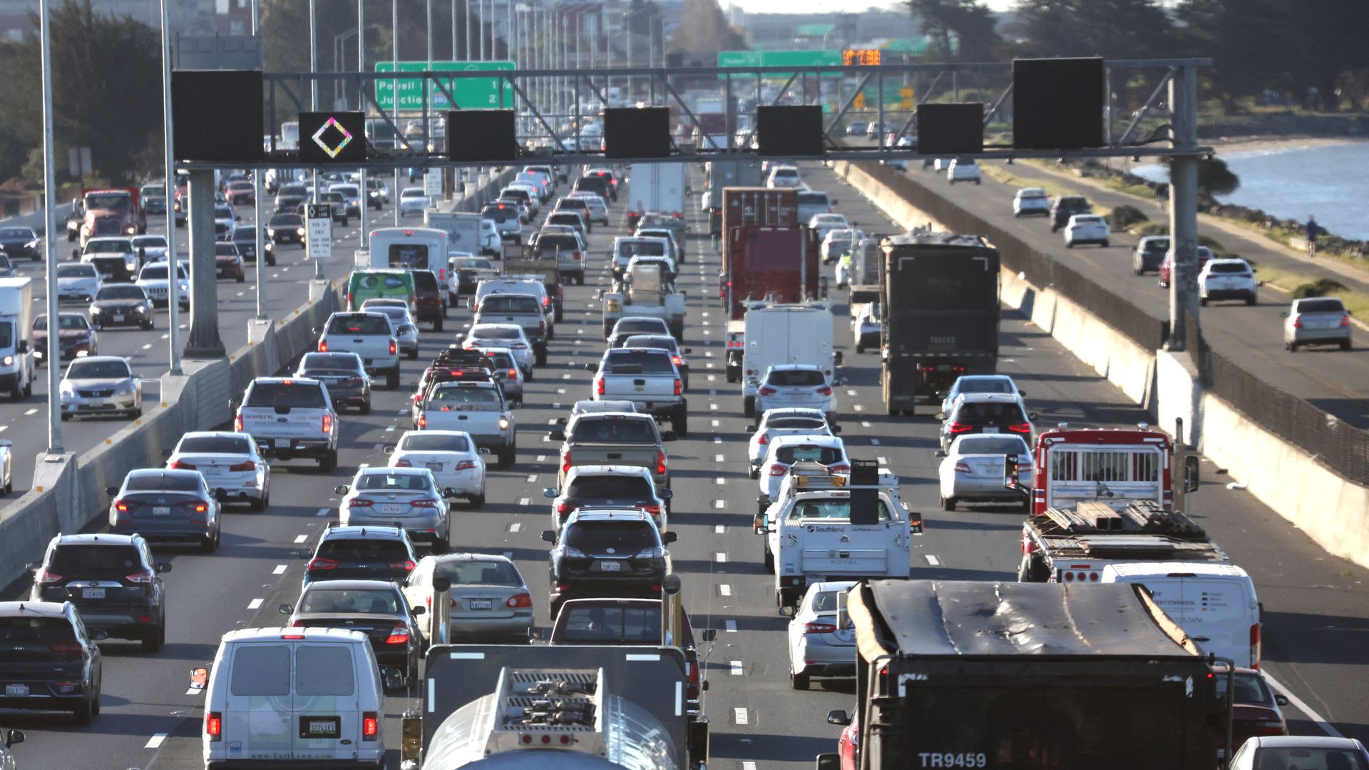 California cars on freeway