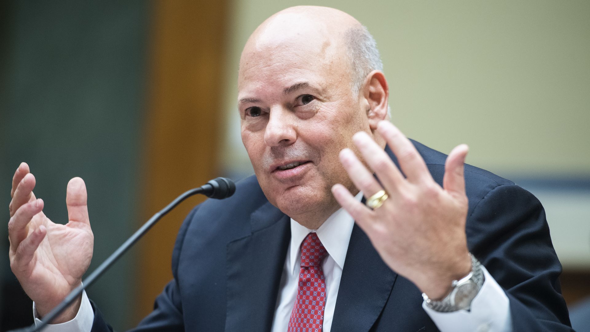 Postal Service Postmaster General Louis DeJoy testifies during a hearing before the House Oversight and Reform Committee on August 24, 2020 on Capitol Hill 