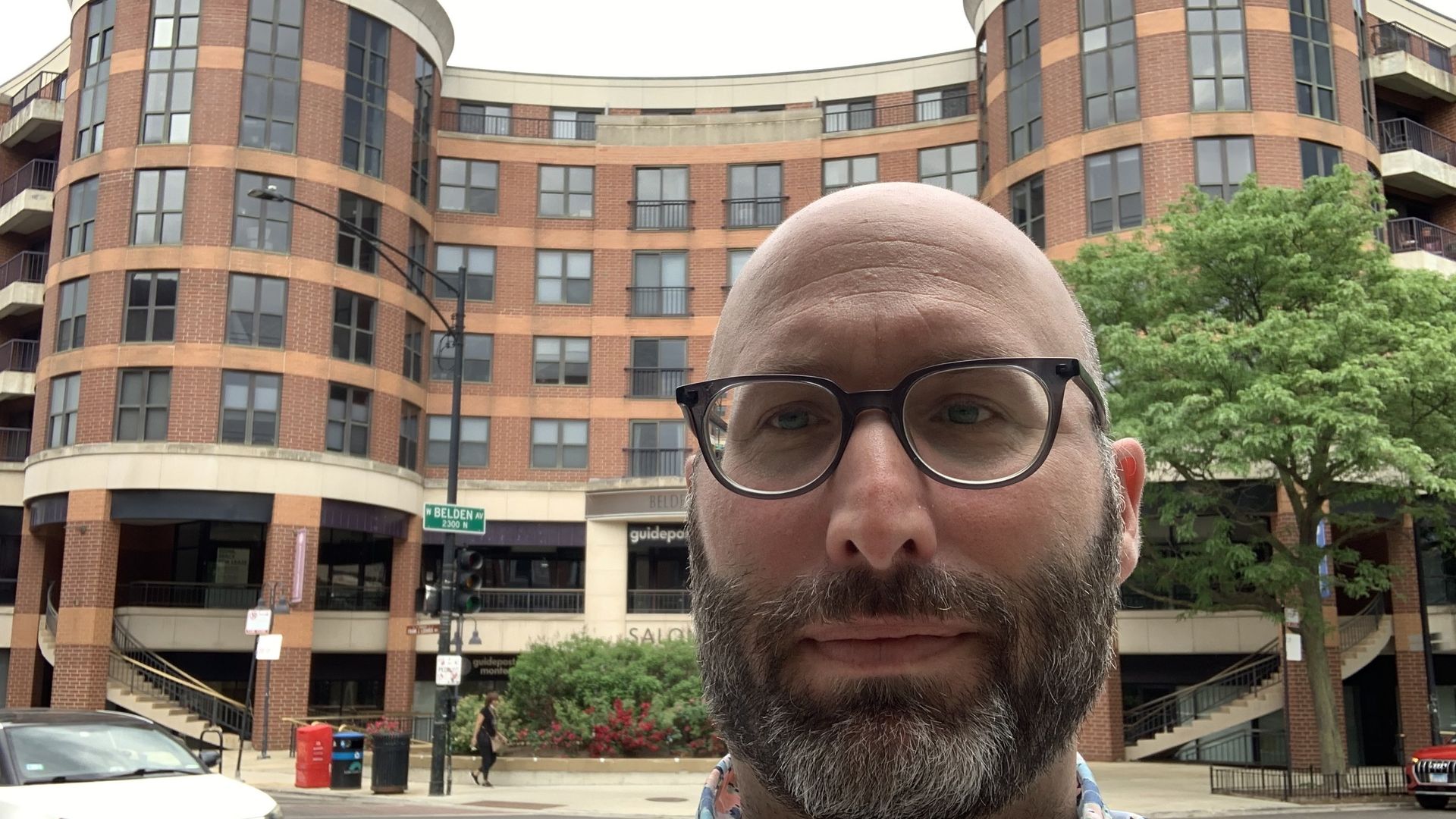 Guy in front of building