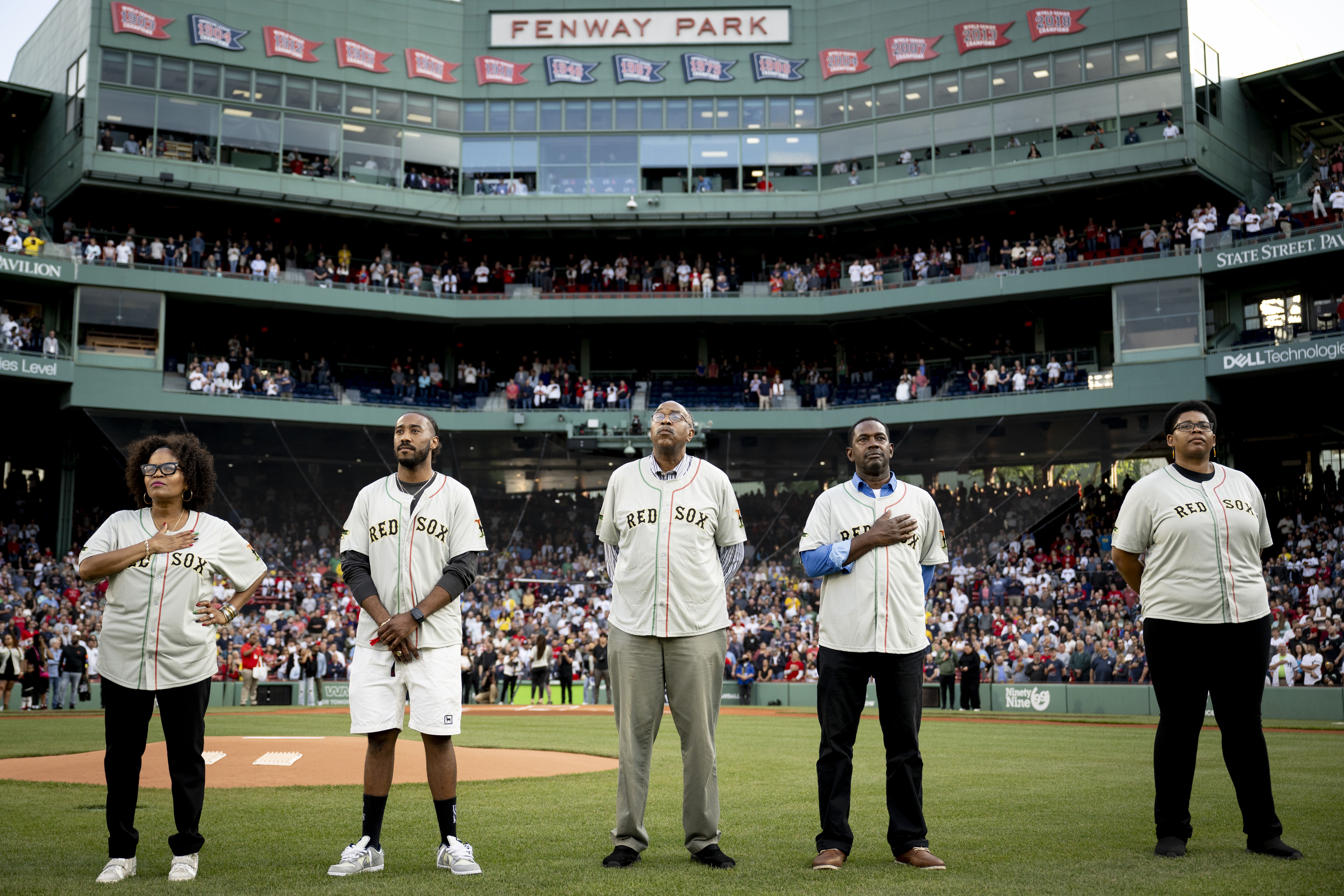  A Juneteenth celebration is held before game two of a doubleheader between the New York Yankees and the Boston Red Sox on June 18, 2023 at Fenway Park in Boston, Massachusetts.