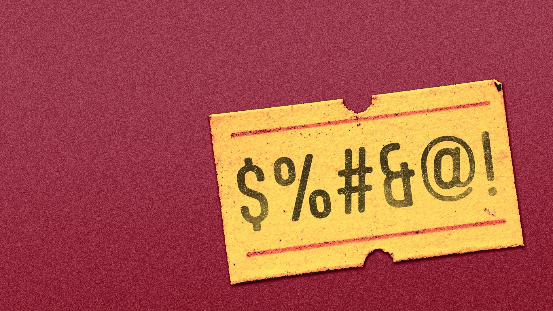 Illustration of a price tag with swear symbols instead of a price.