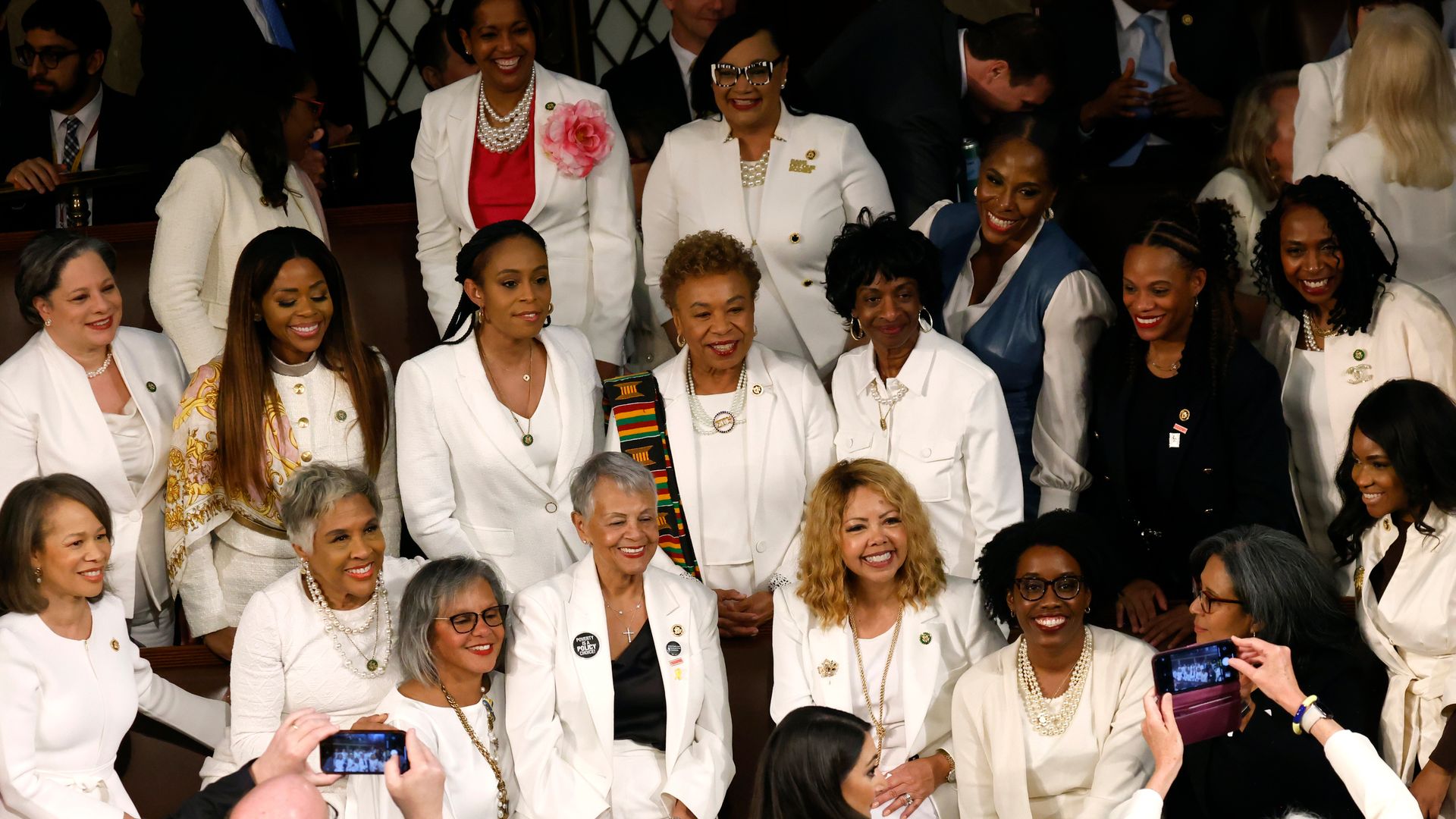 House Democrats in the House Chamber ahead of a State of the Union address at the US Capitol in Washington, DC, US, on Thursday, March 7, 2024. 