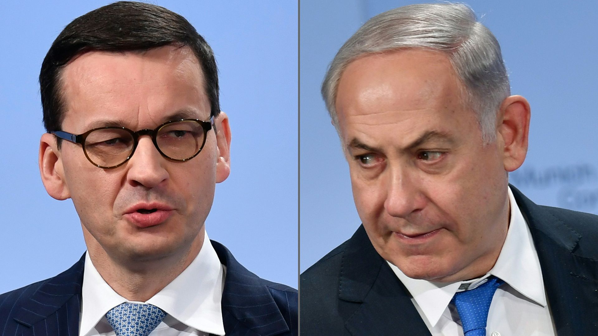 Polish Prime Minister Mateusz Morawiecki and Israeli Prime Minister Benjamin Netanyahu