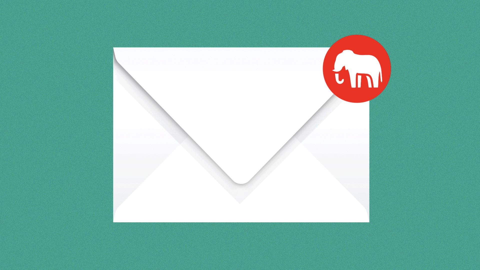 Illustration of an envelope with a notifications dot showing an  elephant.