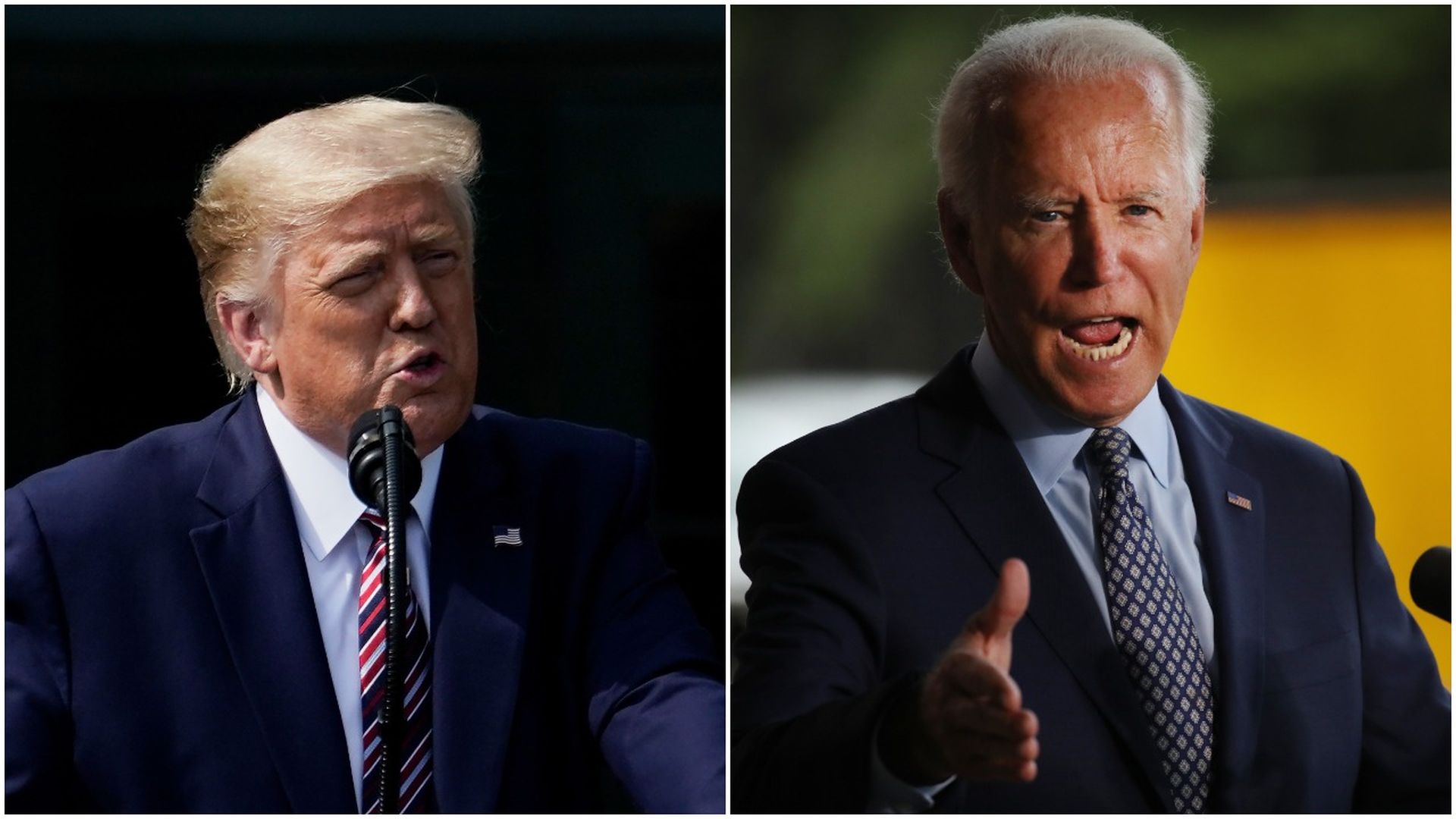 A combination photo of President Trump and Joe Biden