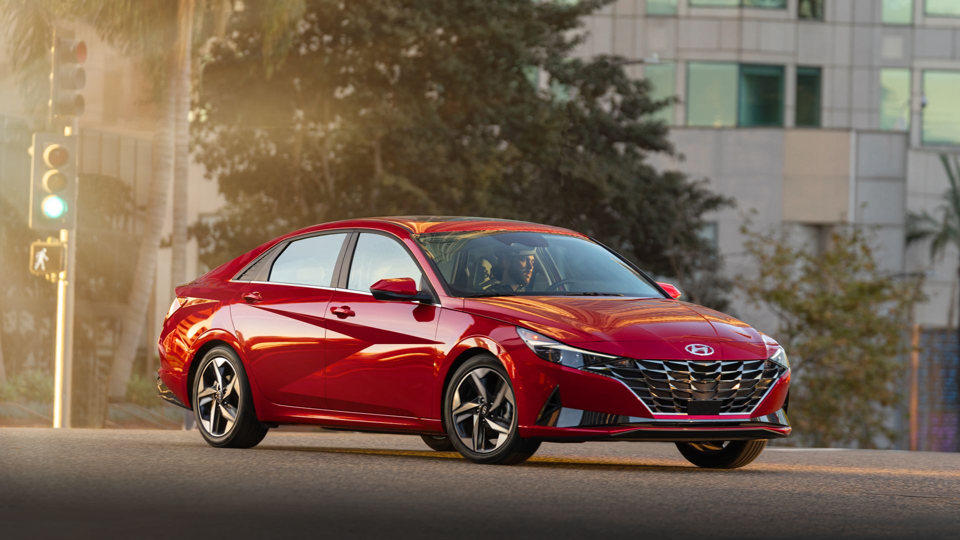 Image of a red 2021 Hyundai Elantra 