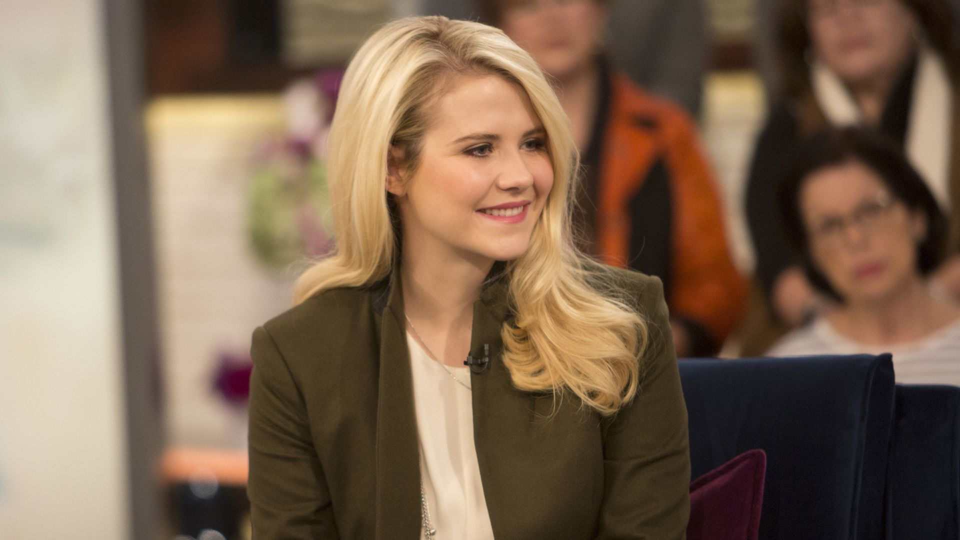 Elizabeth Smart smiling during an interview.