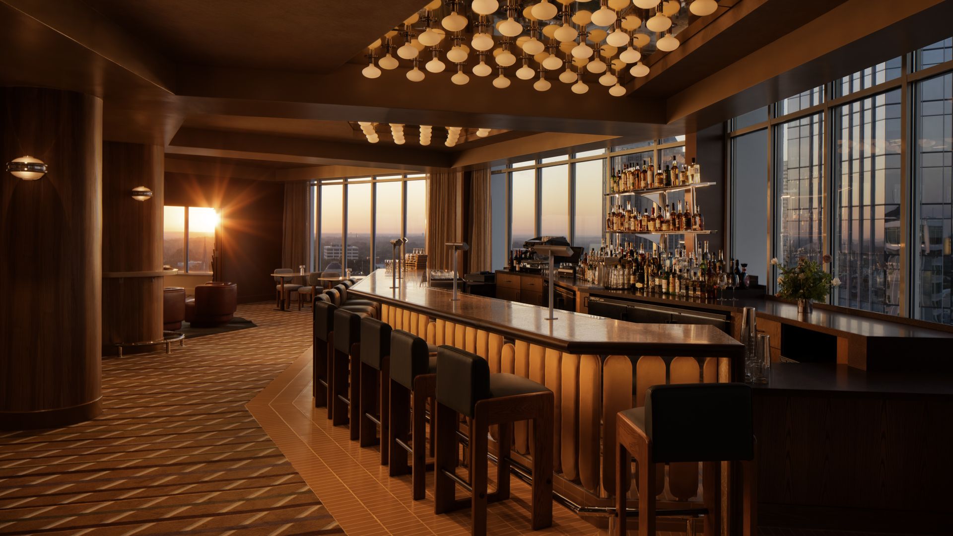 The bar at the top of Hotel Indigo. Rendering: Courtesy of Hotel Indigo