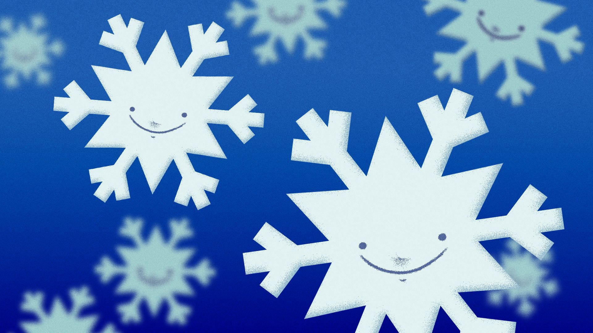 Illustration of smiling snowflakes.
