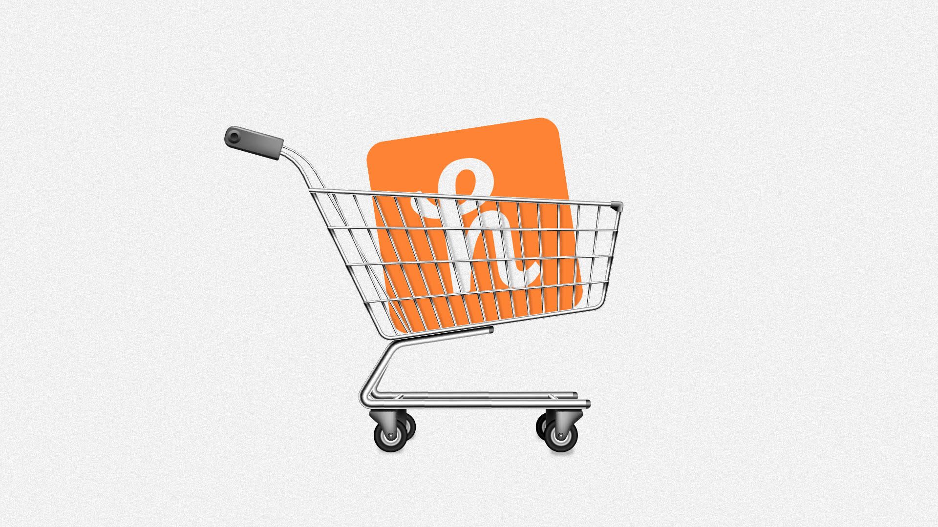 Illustration of shopping cart carrying Honey icon.