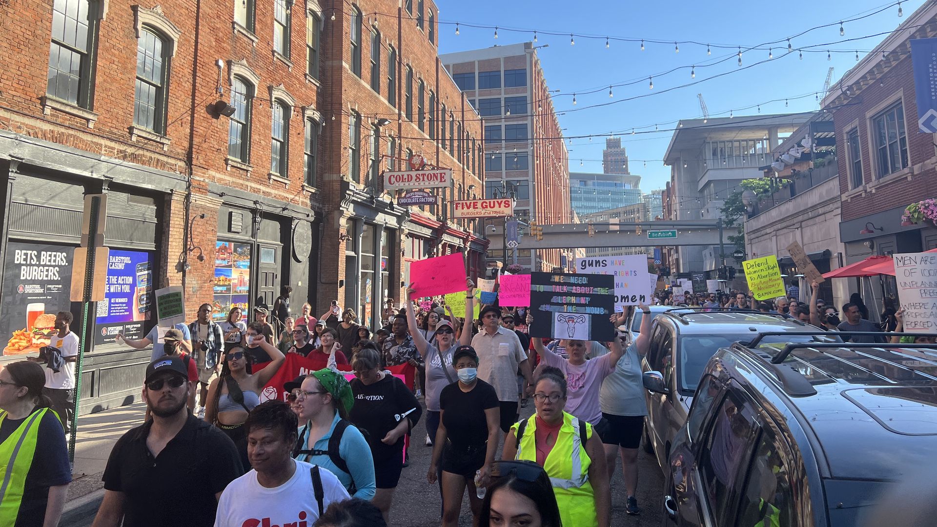 Abortion advocates march through Greektown