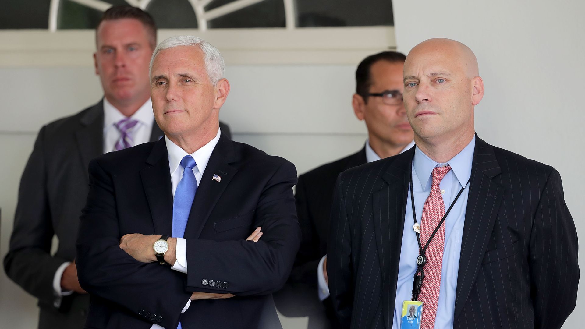 Former Vice President Mike Pence is seen with Chief of Staff Marc Short in 2017.