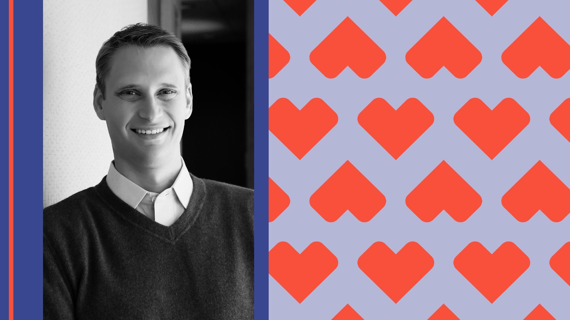 Photo illustration of Mike Pykosz surrouned by abstract shapes. 