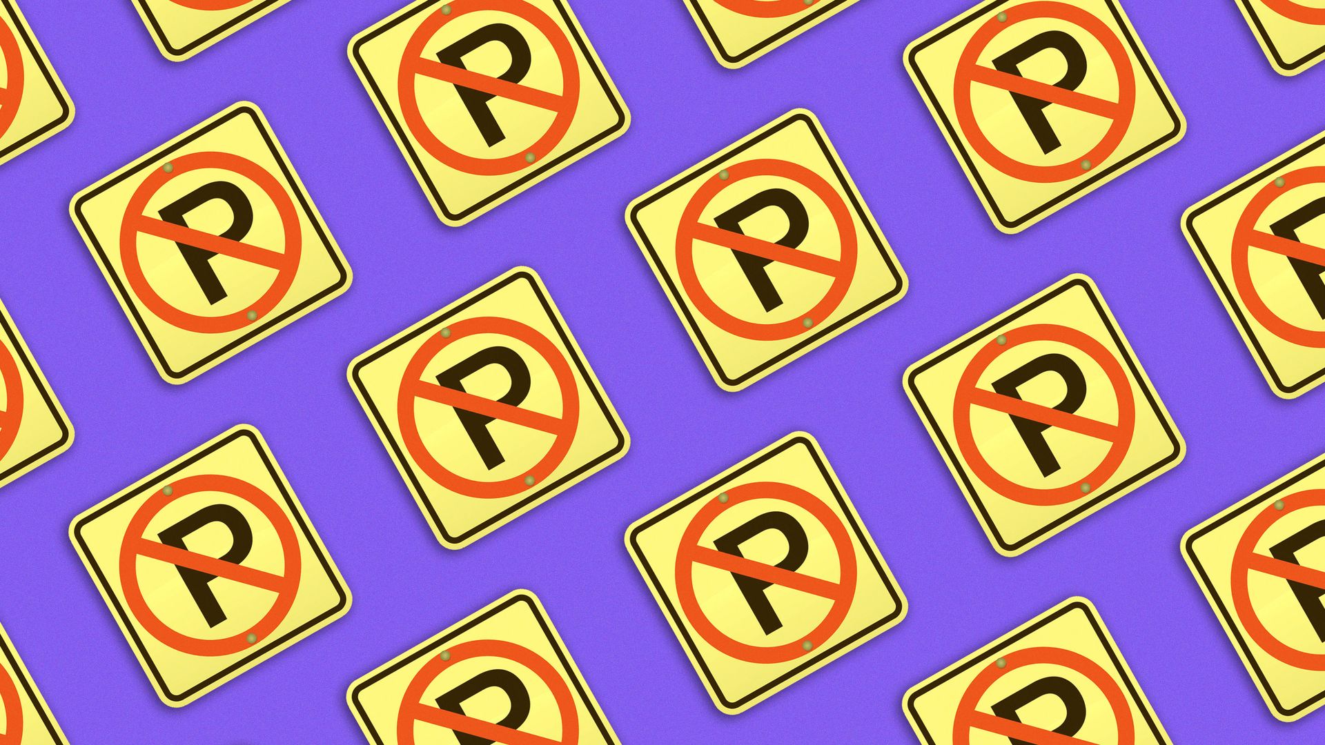 Illustration of a pattern of no parking signs.