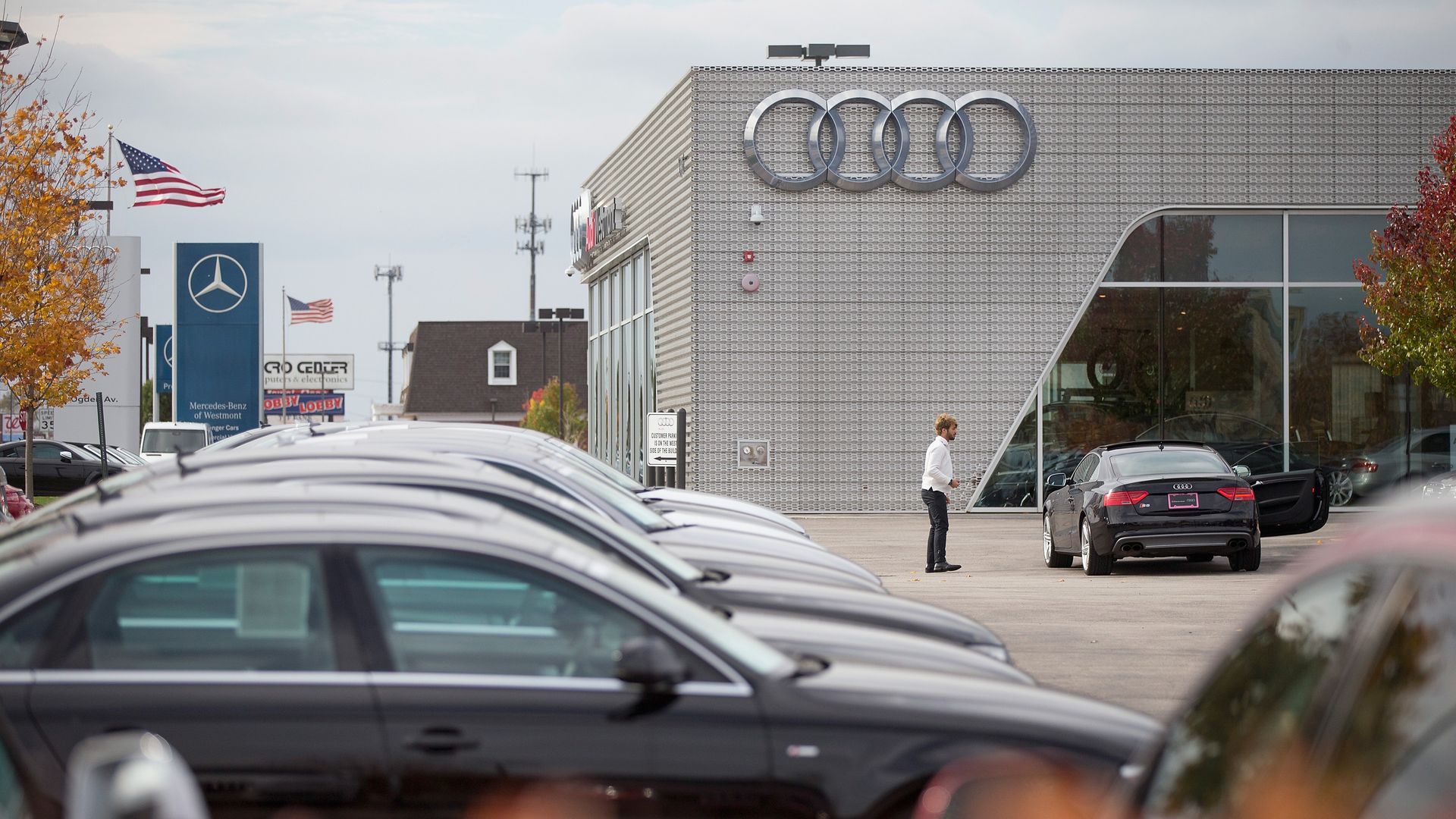 An Audi car dealership.