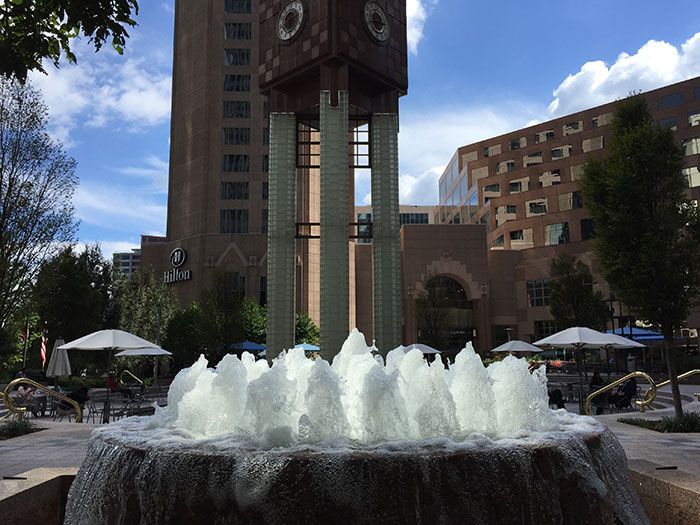 fountain at one wells fargo and hilton