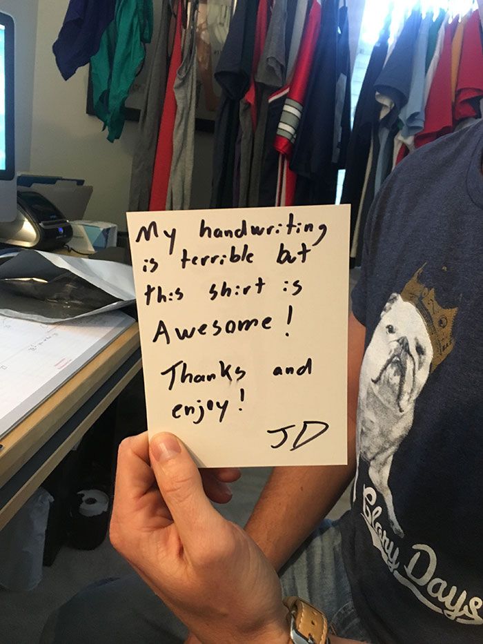 Glory Days hand written note