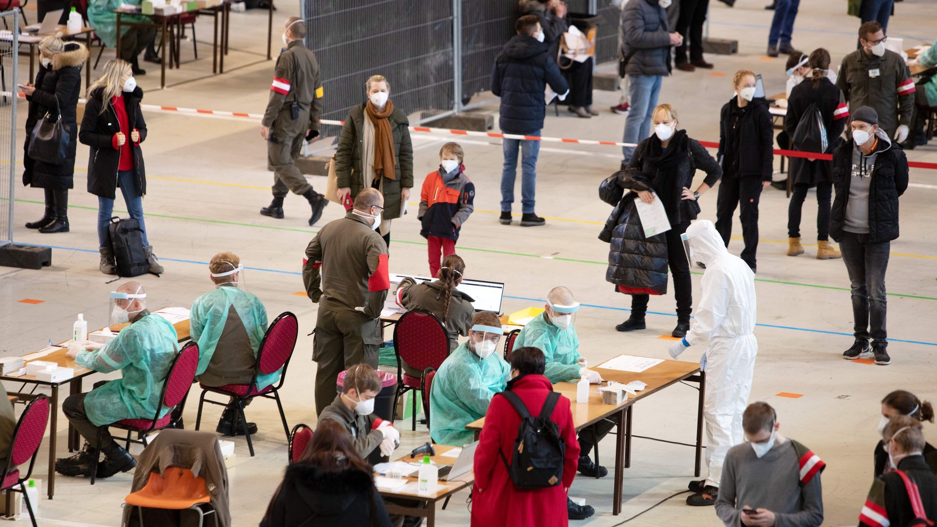 Picture of a coronavirus testing center in Austria