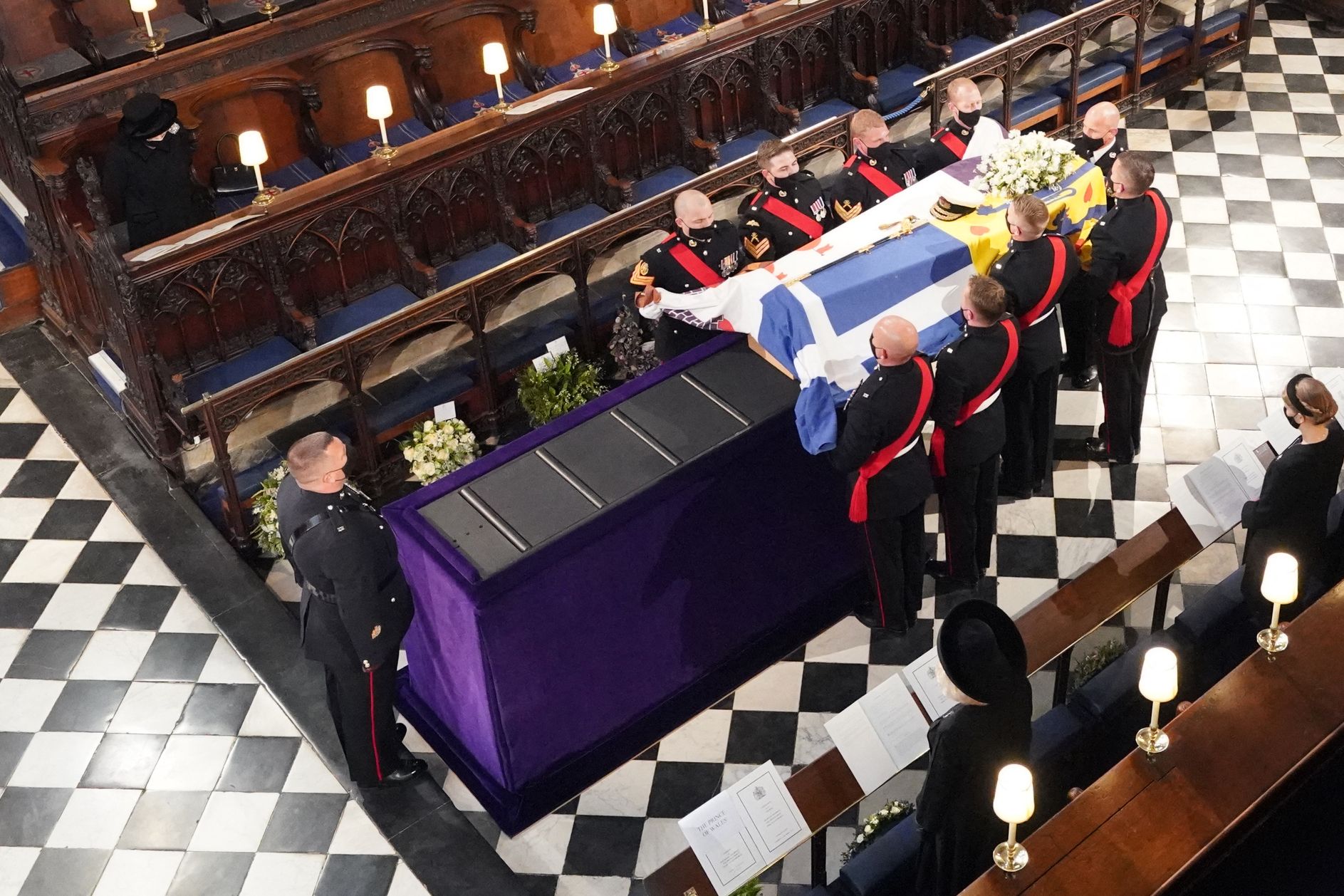 Picture of the coffin inside the church