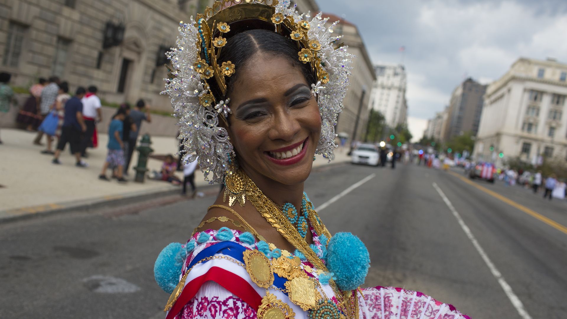 The Fiesta DC Latino Festival, an annual celebration of Latino culture, marches down Constitution Avenue