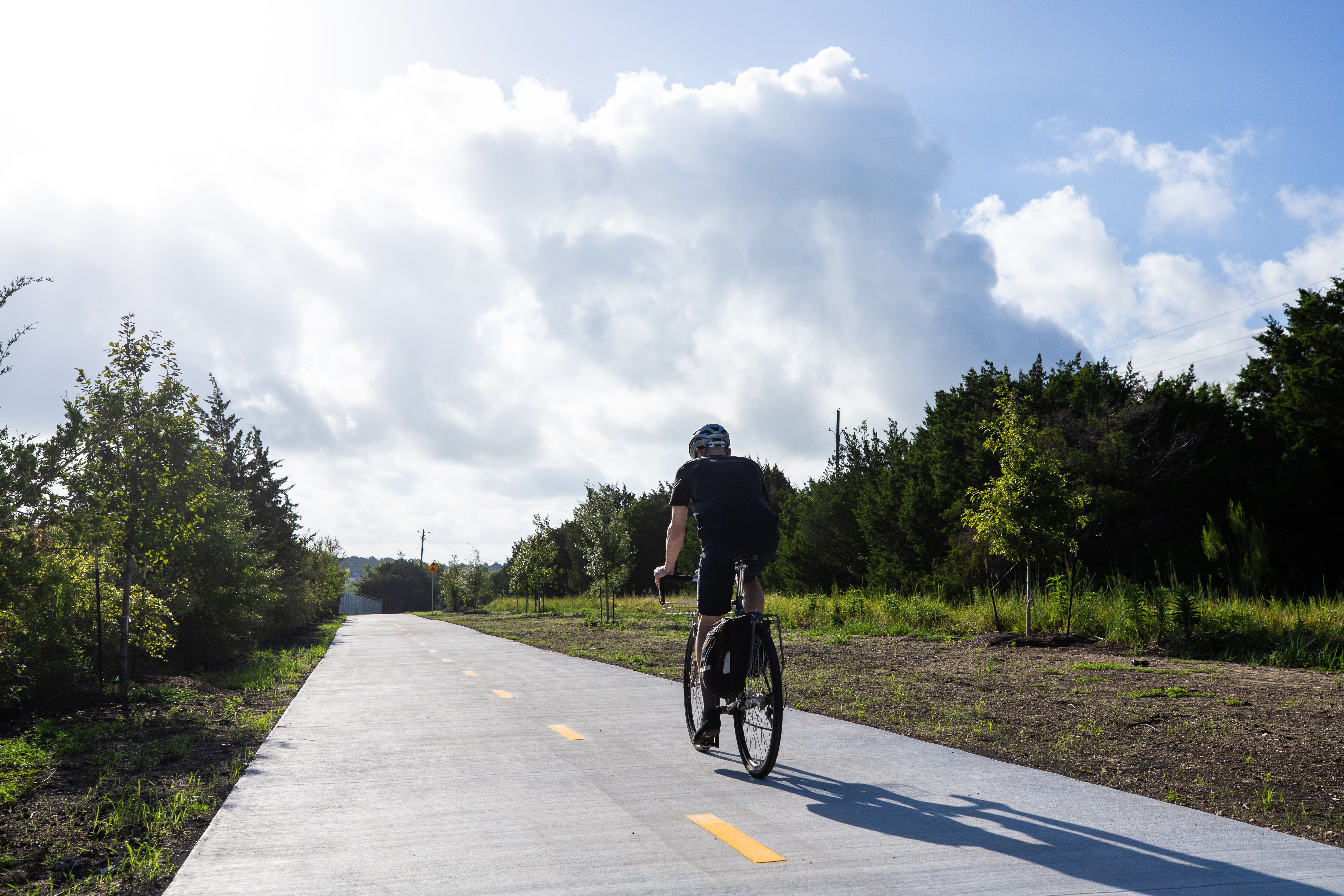 A photo of a person a bike.