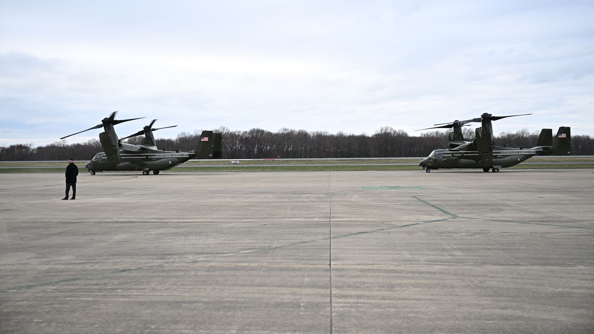 Ospreys are seen at Delaware Air National Guard Base in New Castle, Delaware, on March 22, 2024