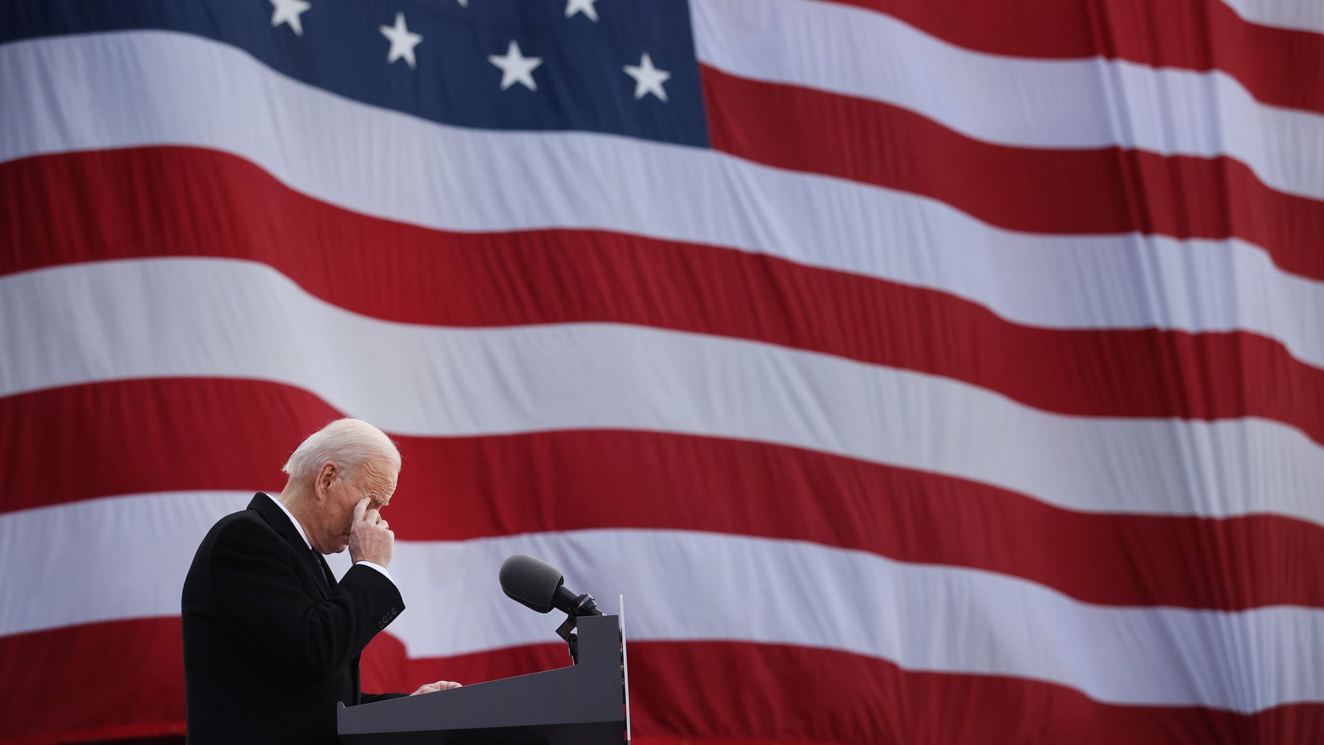Joe Biden is seen wiping away a tear as he delivers farewell remarks to his home state of Delaware.